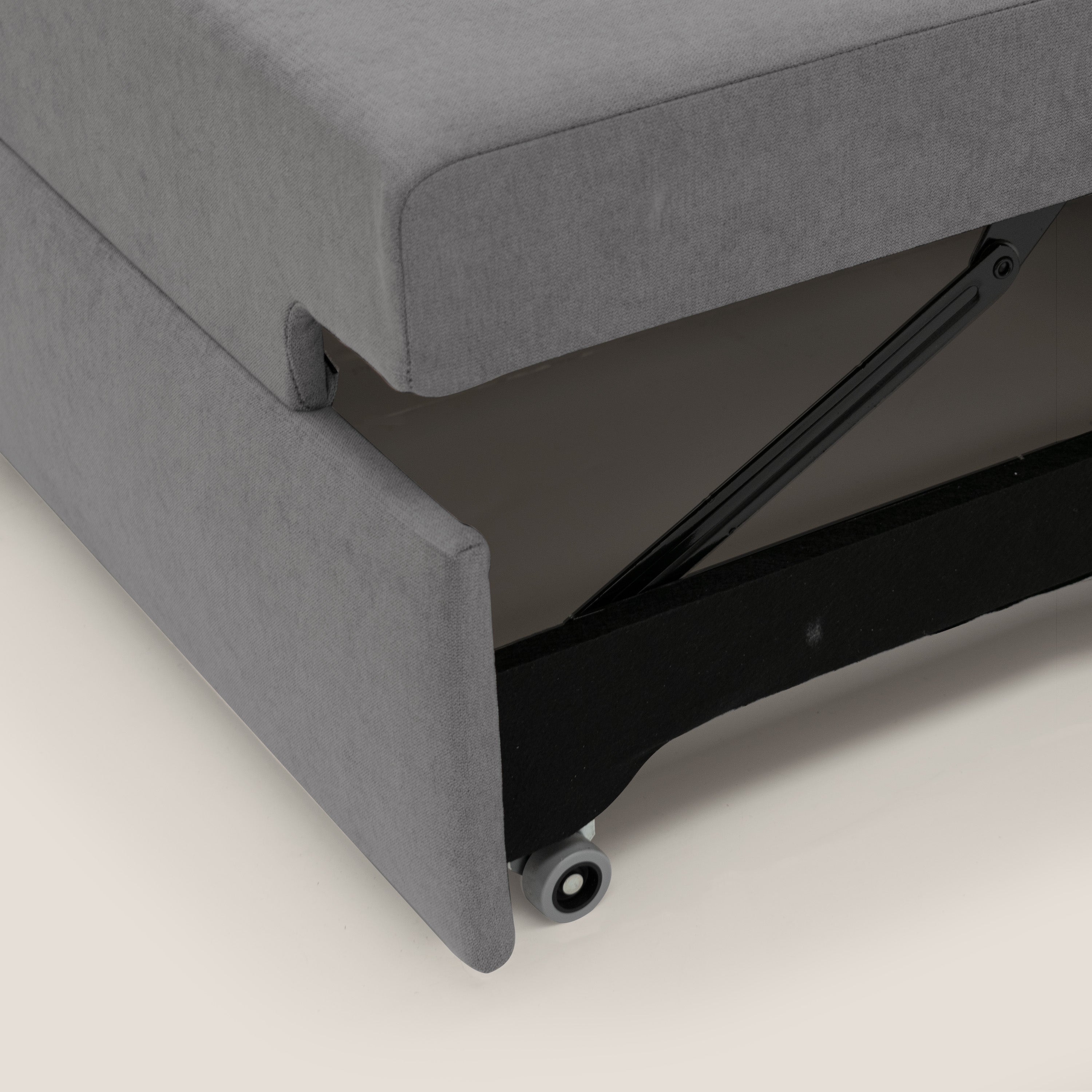 Minerva divano con pouf estraibile poggiapiedi in tessuto morbido impermeabile T02 grigio - divani.store