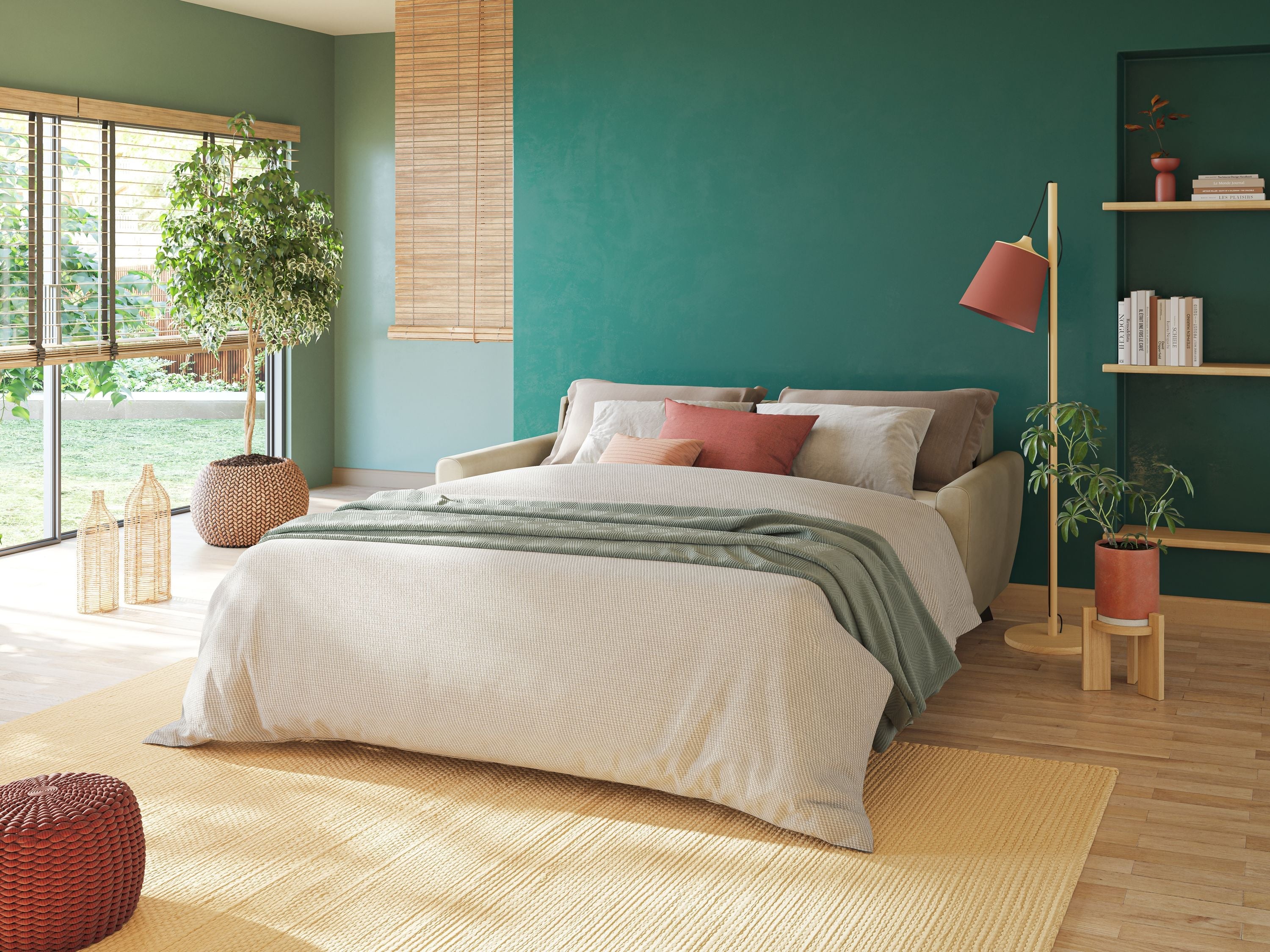 Callisto Divano letto matrimoniale in tessuto morbido impermeabile T02 grigio - divani.store