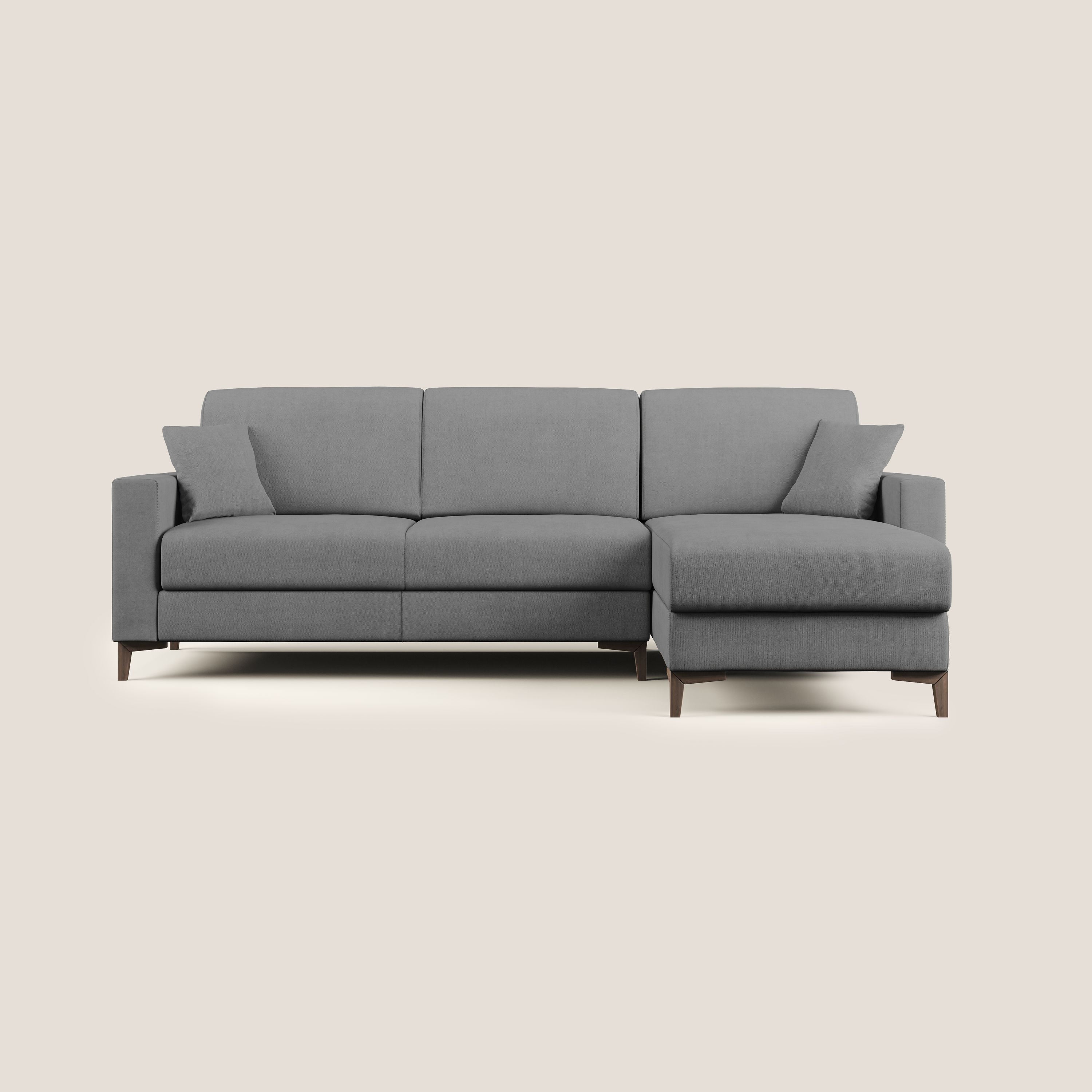 Kafka divano letto angolare in morbido tessuto impermeabile T02 grigio - divani.store
