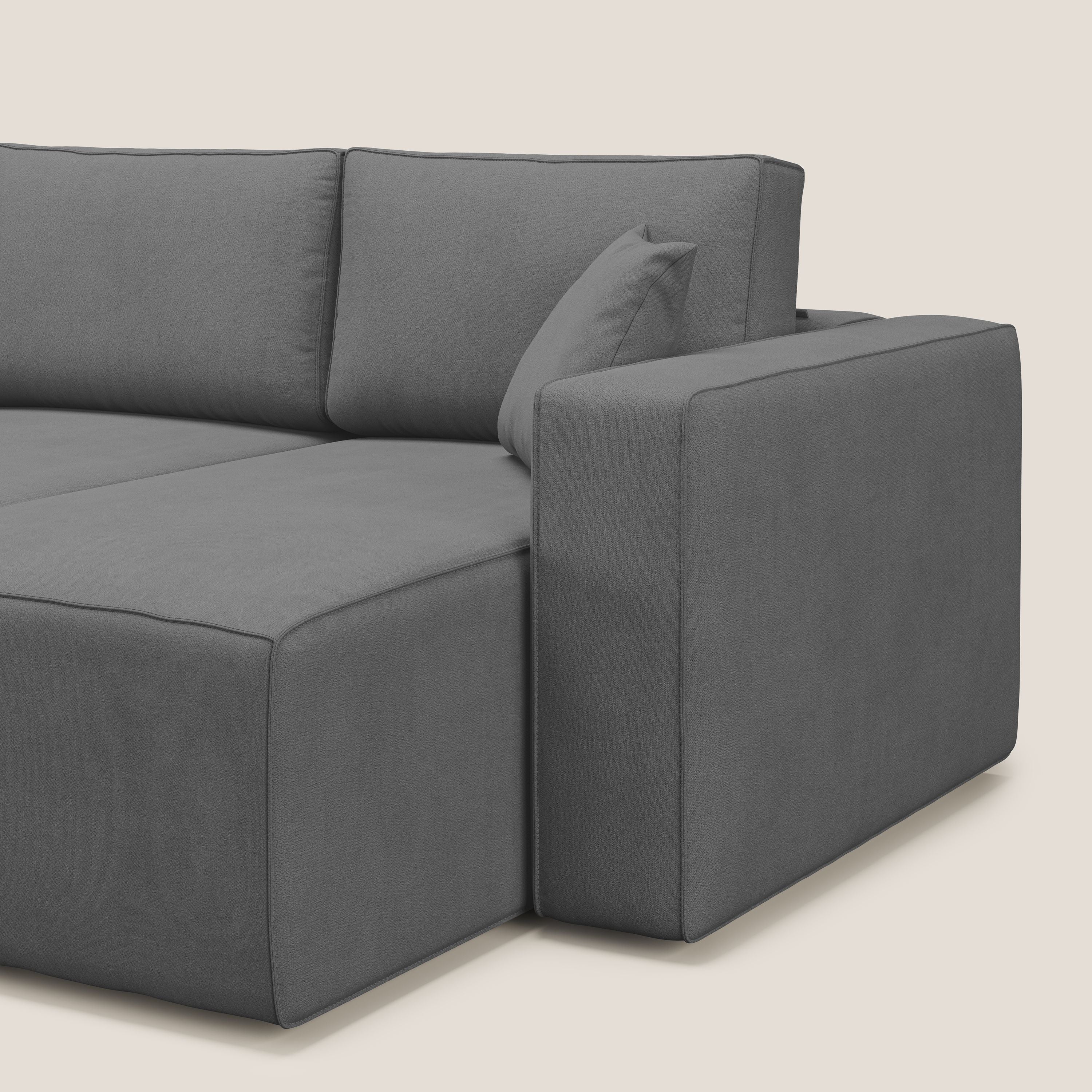 Morfeo divano con 3 sedute estraibili in morbido tessuto impermeabile T02 grigio - divani.store