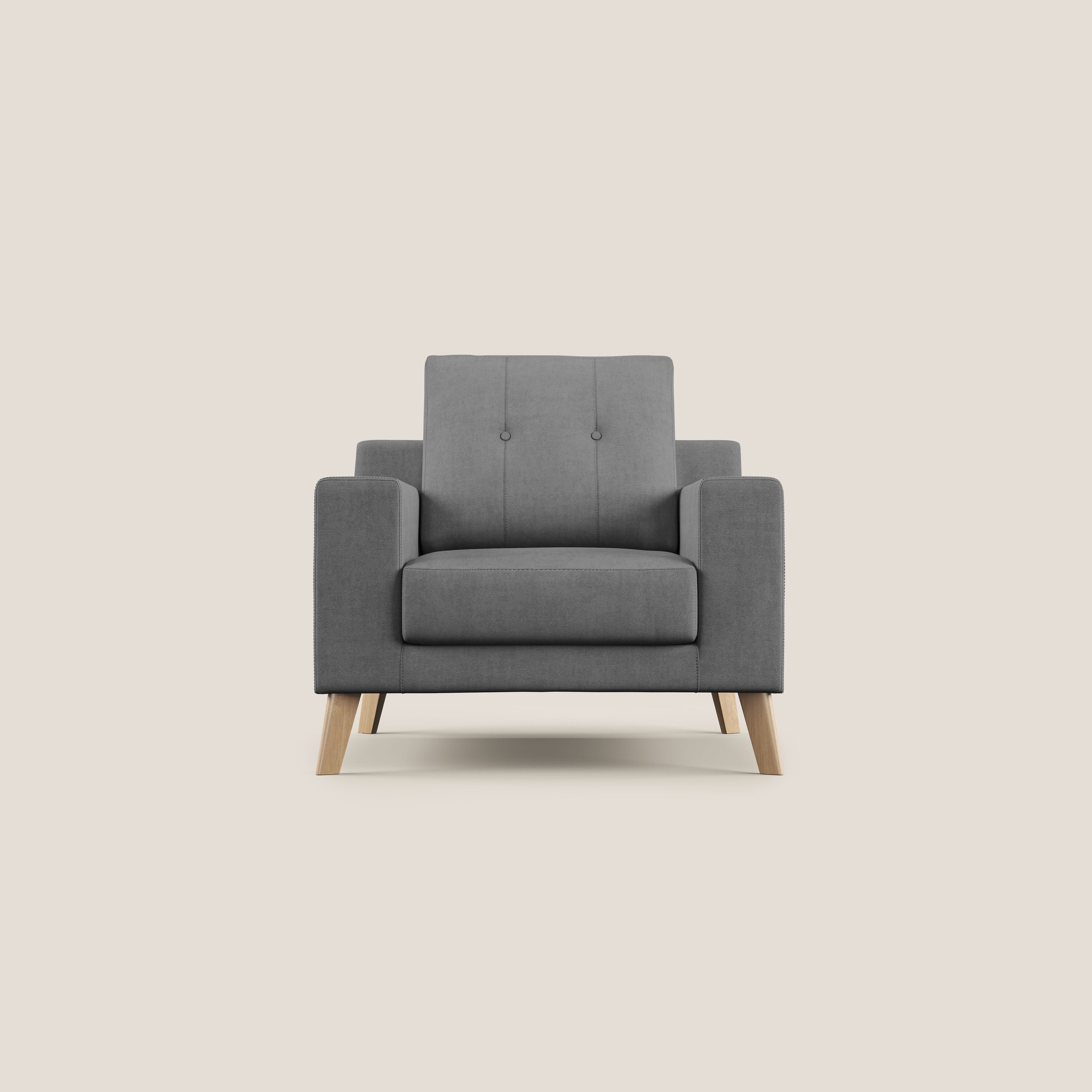 Danish poltroncina in tessuto morbido impermeabile T02 grigio - divani.store