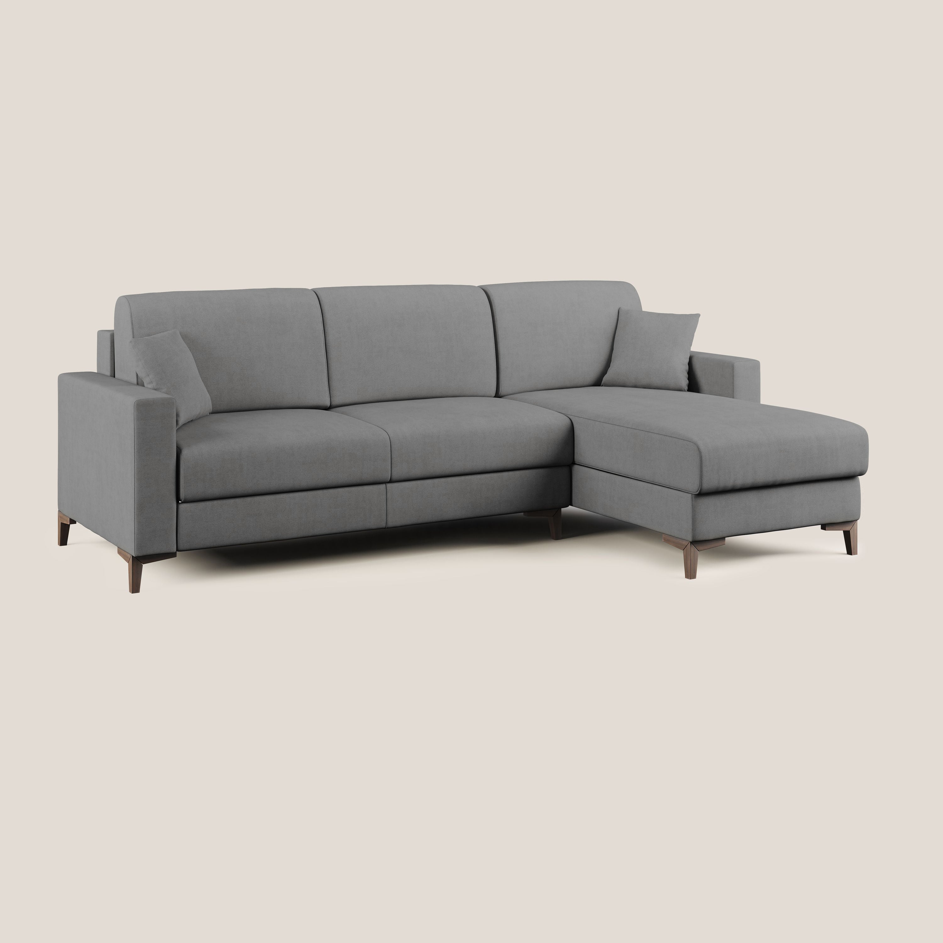 Kafka divano letto angolare in morbido tessuto impermeabile T02 grigio - divani.store