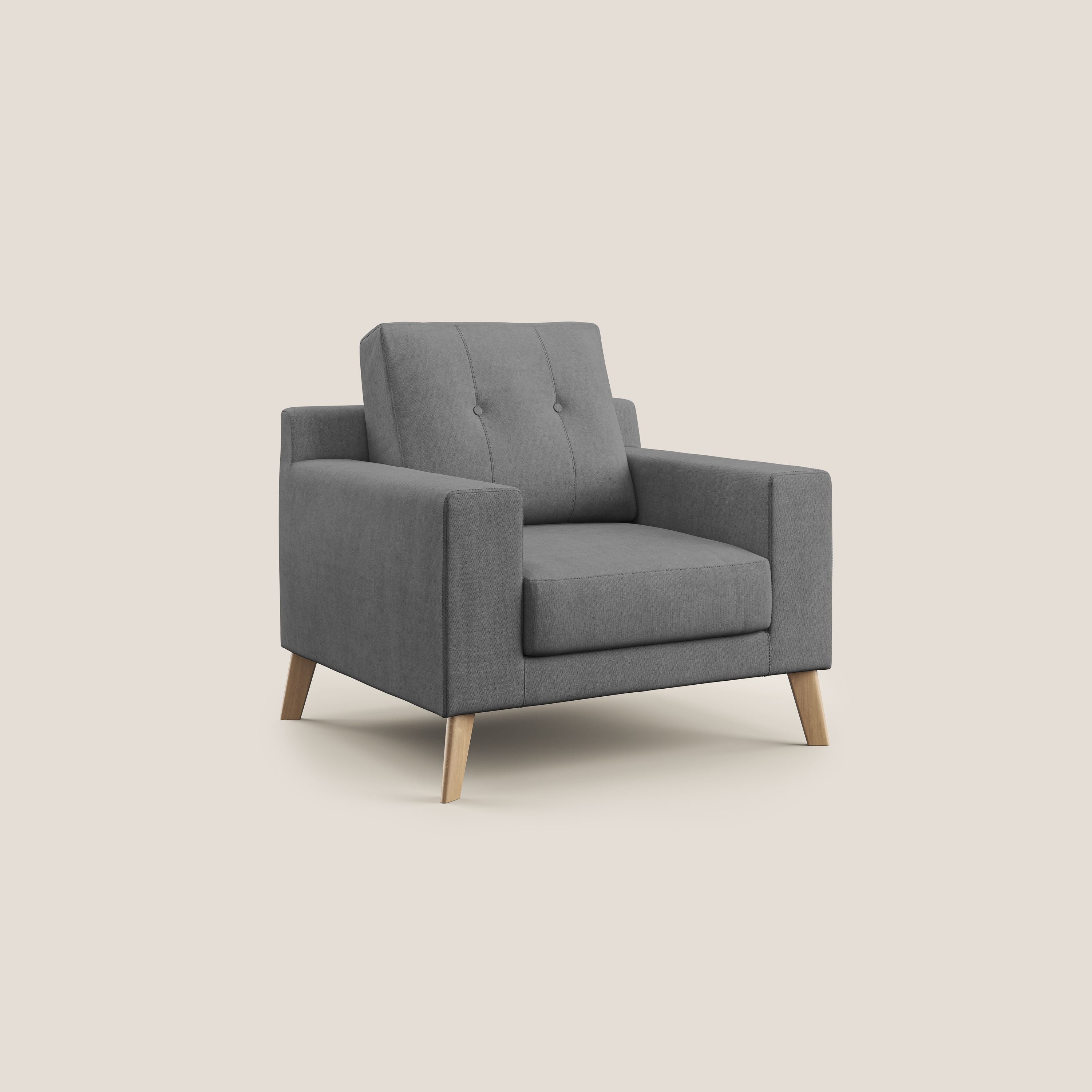 Danish poltroncina in tessuto morbido impermeabile T02 grigio - divani.store