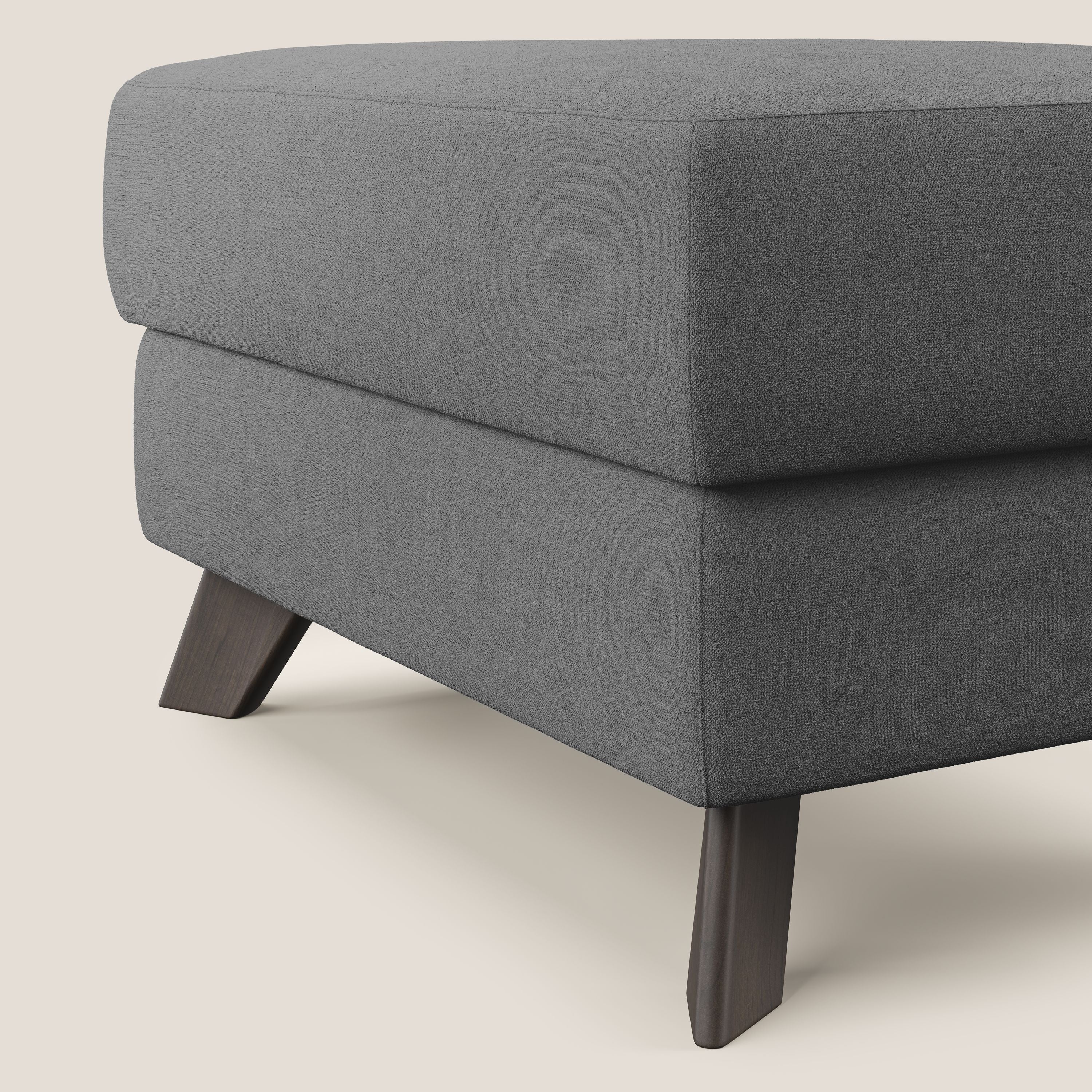 Moon Pouf contenitore e piedini alti in tessuto morbido impermeabile T02 grigio - divani.store