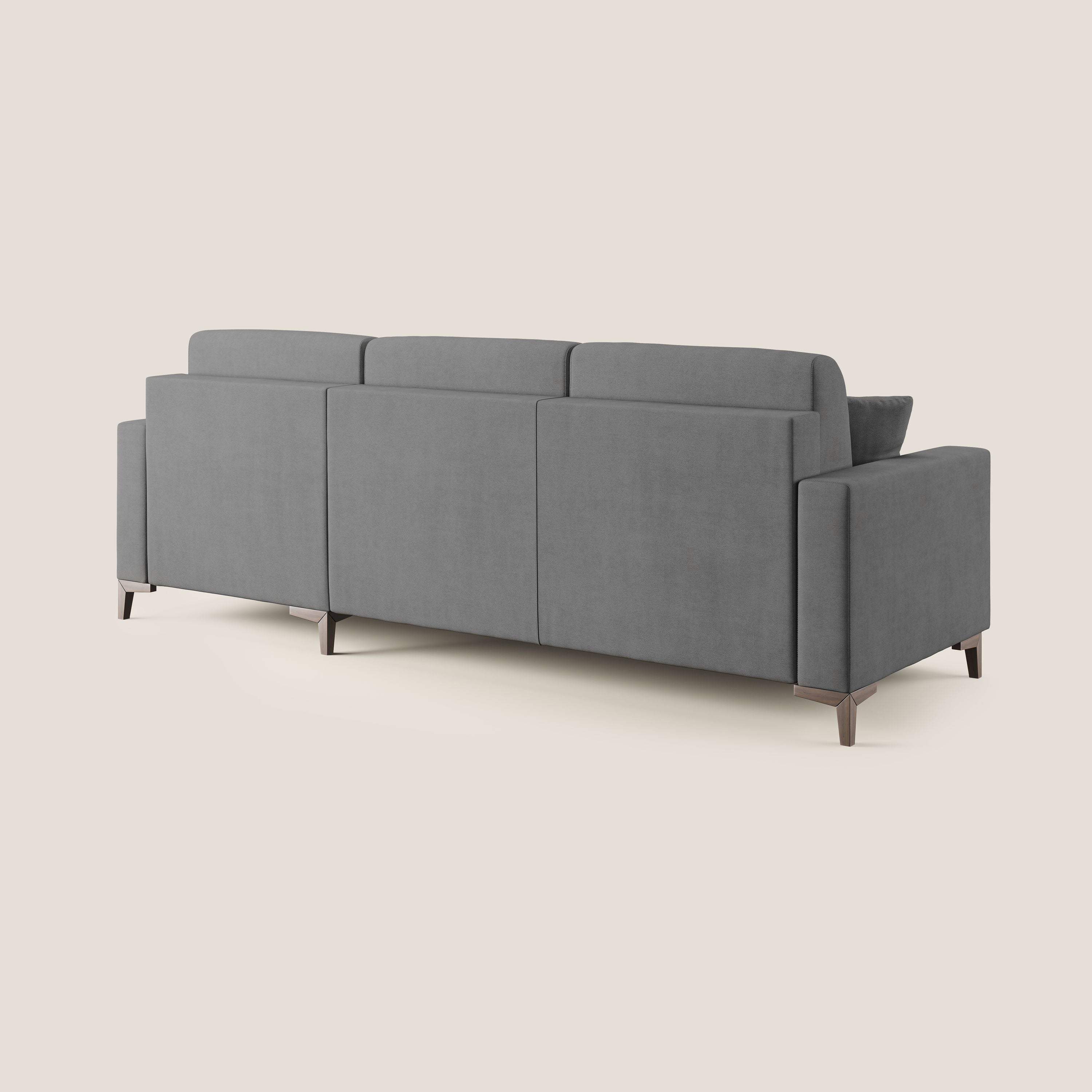 Kafka divano letto angolare in morbido tessuto impermeabile T02 grigio - divani.store