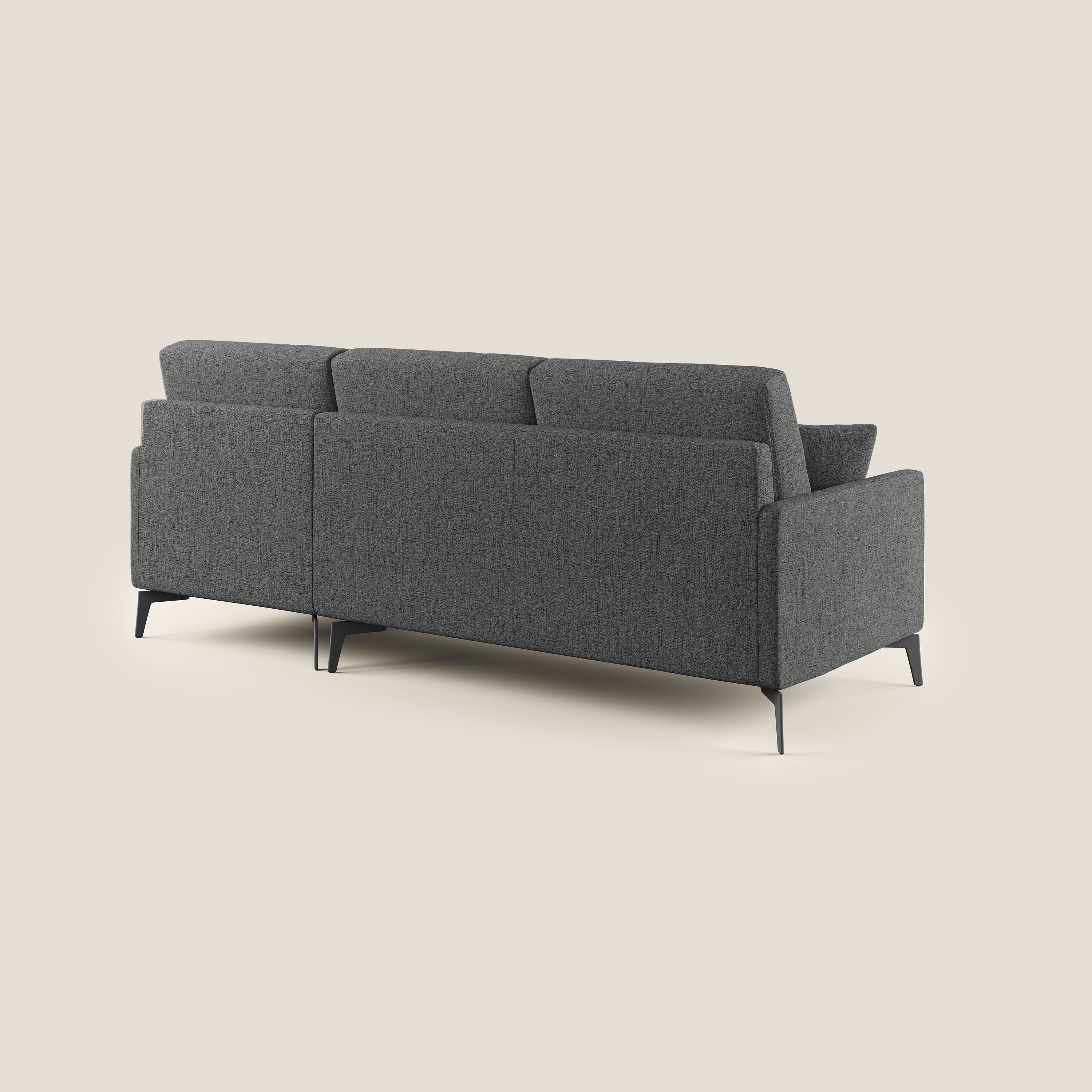 Saturno divano angolare moderno in tessuto morbido impermeabile T03 grigio - divani.store