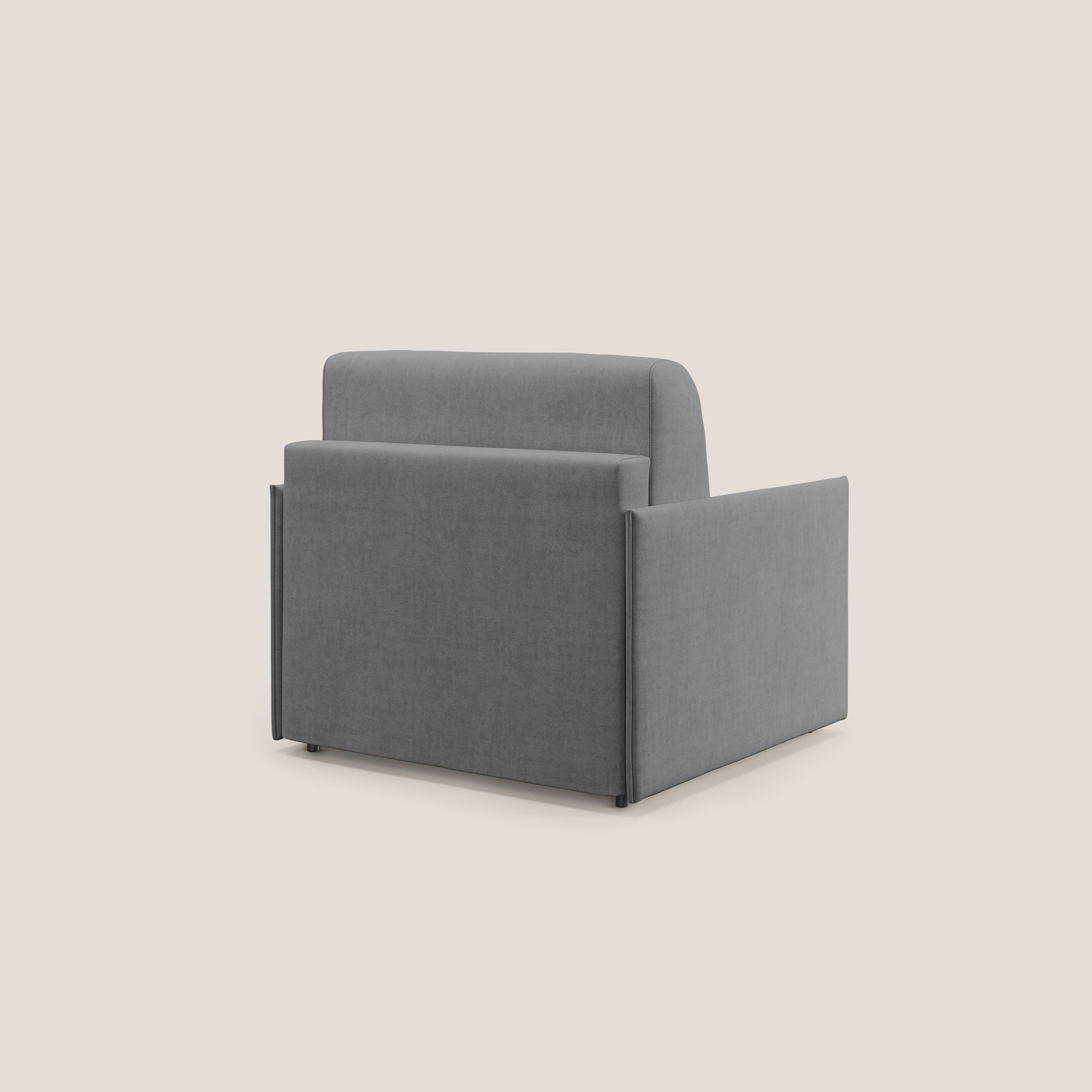 Evans poltrona letto in morbido tessuto impermeabile T02 grigio - divani.store