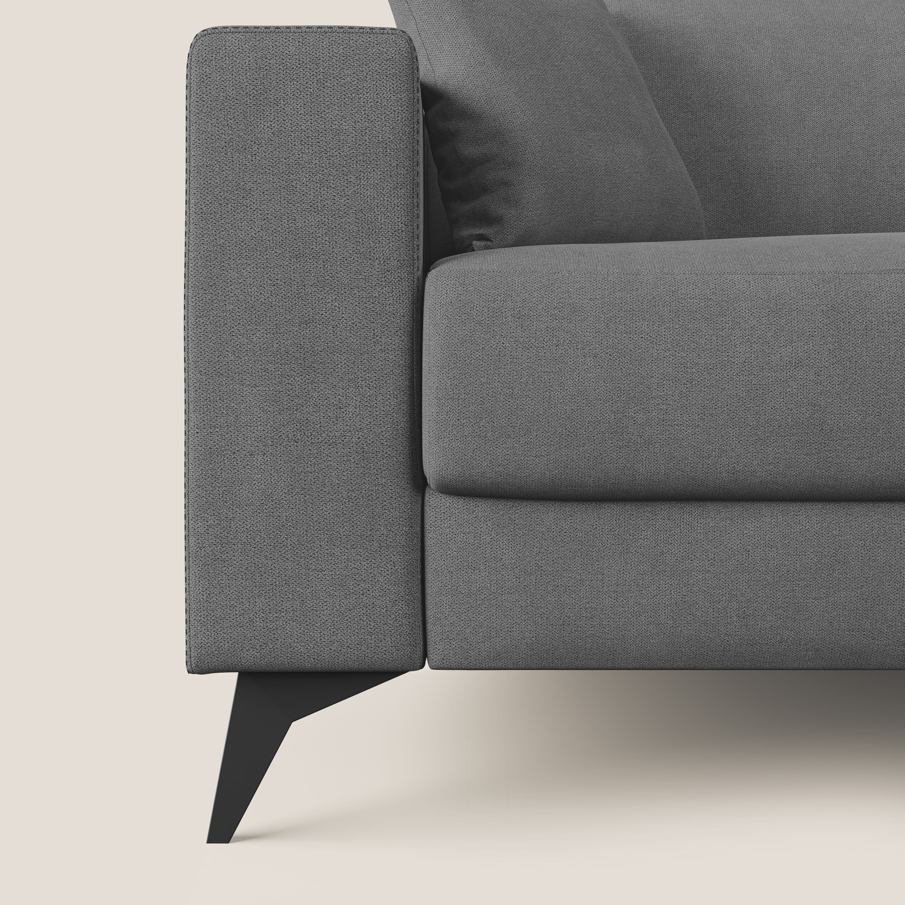 Pegaso divano letto angolare con poggiatesta reclinabili e rivestimento impermeabile T02 grigio - divani.store