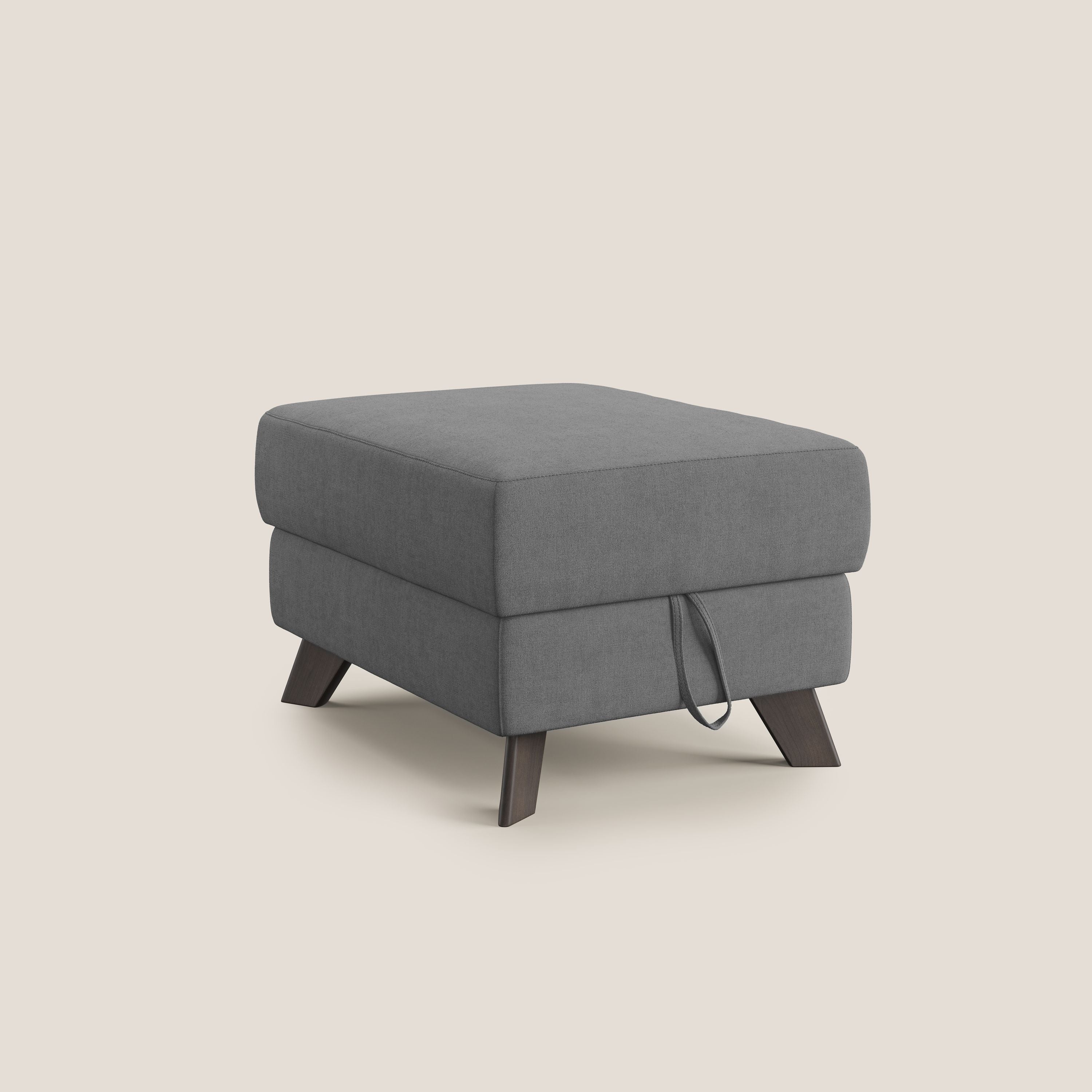 Moon Pouf contenitore e piedini alti in tessuto morbido impermeabile T02 grigio - divani.store