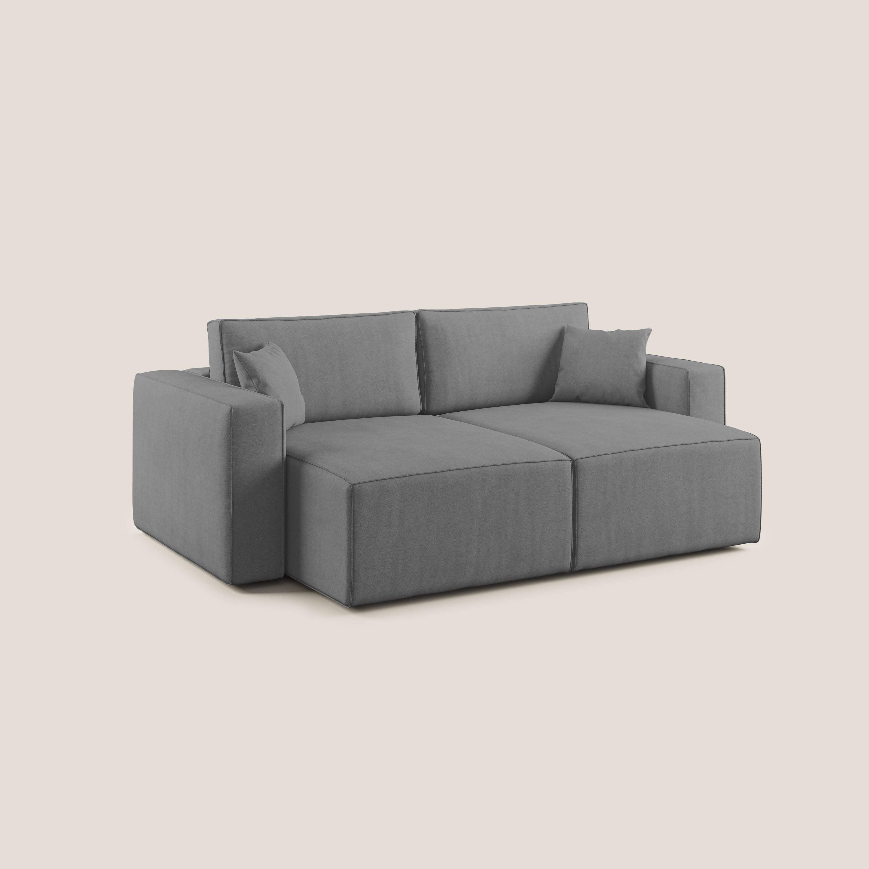 Morfeo divano con sedute estraibili in morbido tessuto impermeabile T02 grigio - divani.store