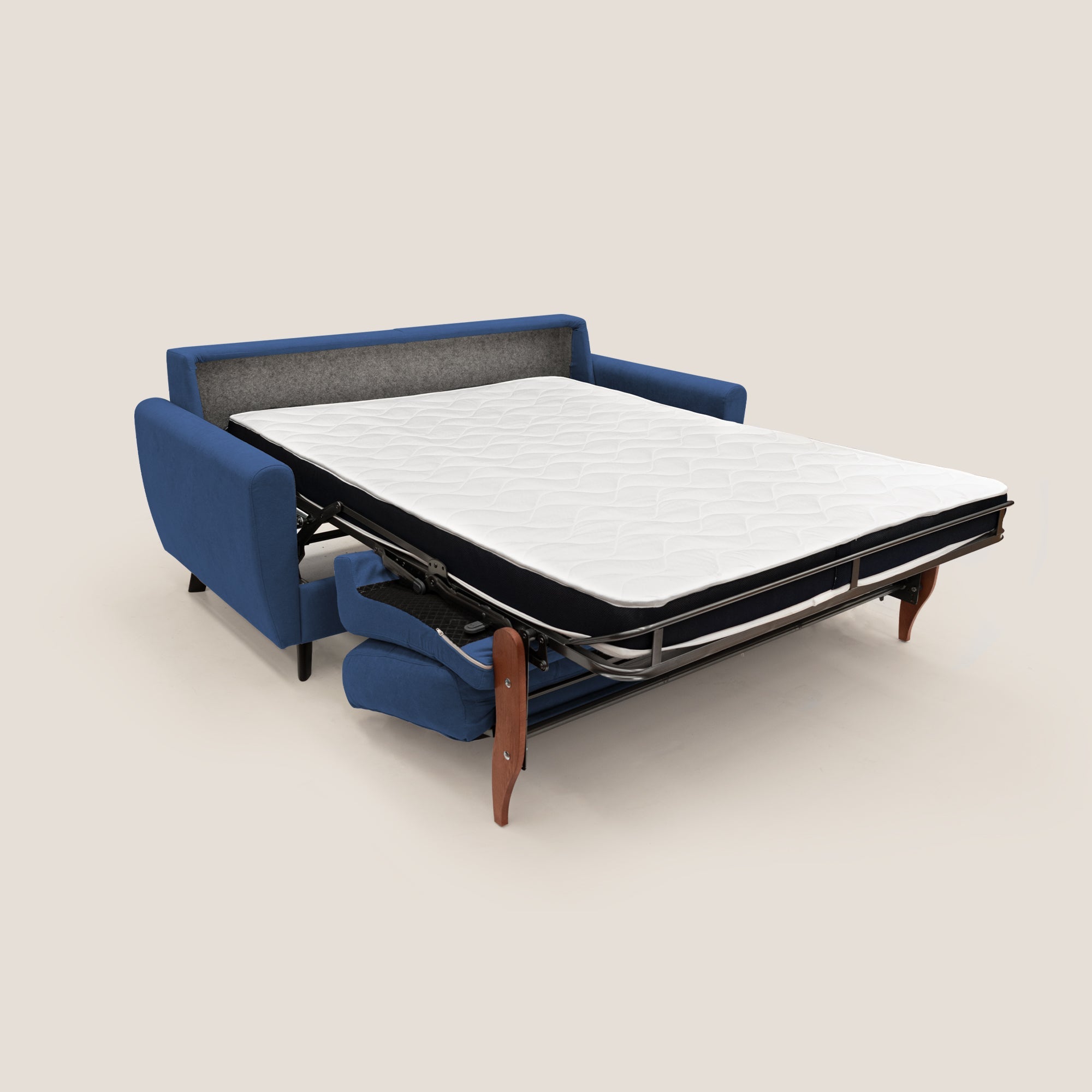 Callisto Divano letto matrimoniale in tessuto morbido impermeabile T02 blu - divani.store