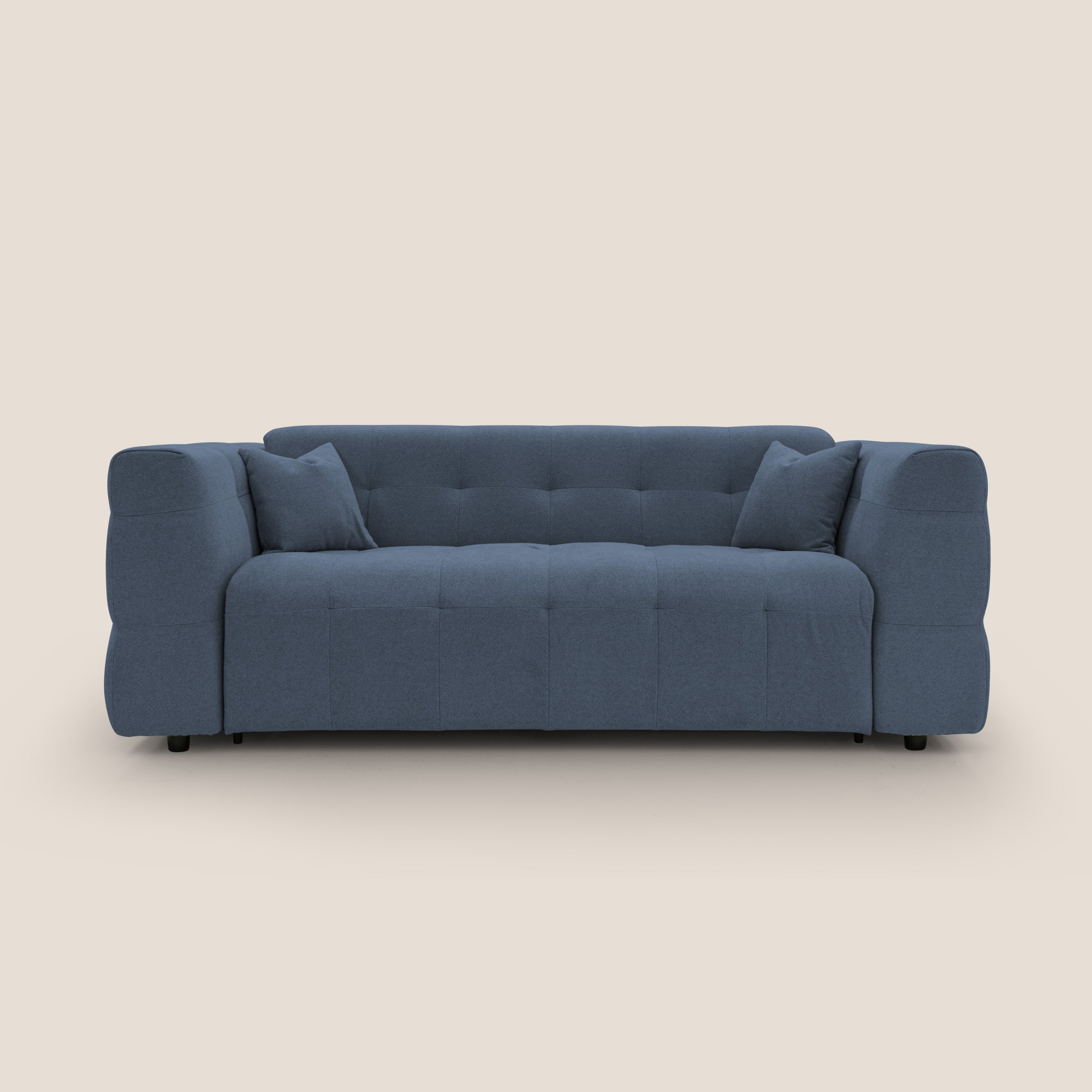 Tender Divano letto matrimoniale dal design innovativo in tessuto bouclet impermeabile T07 blu - divani.store