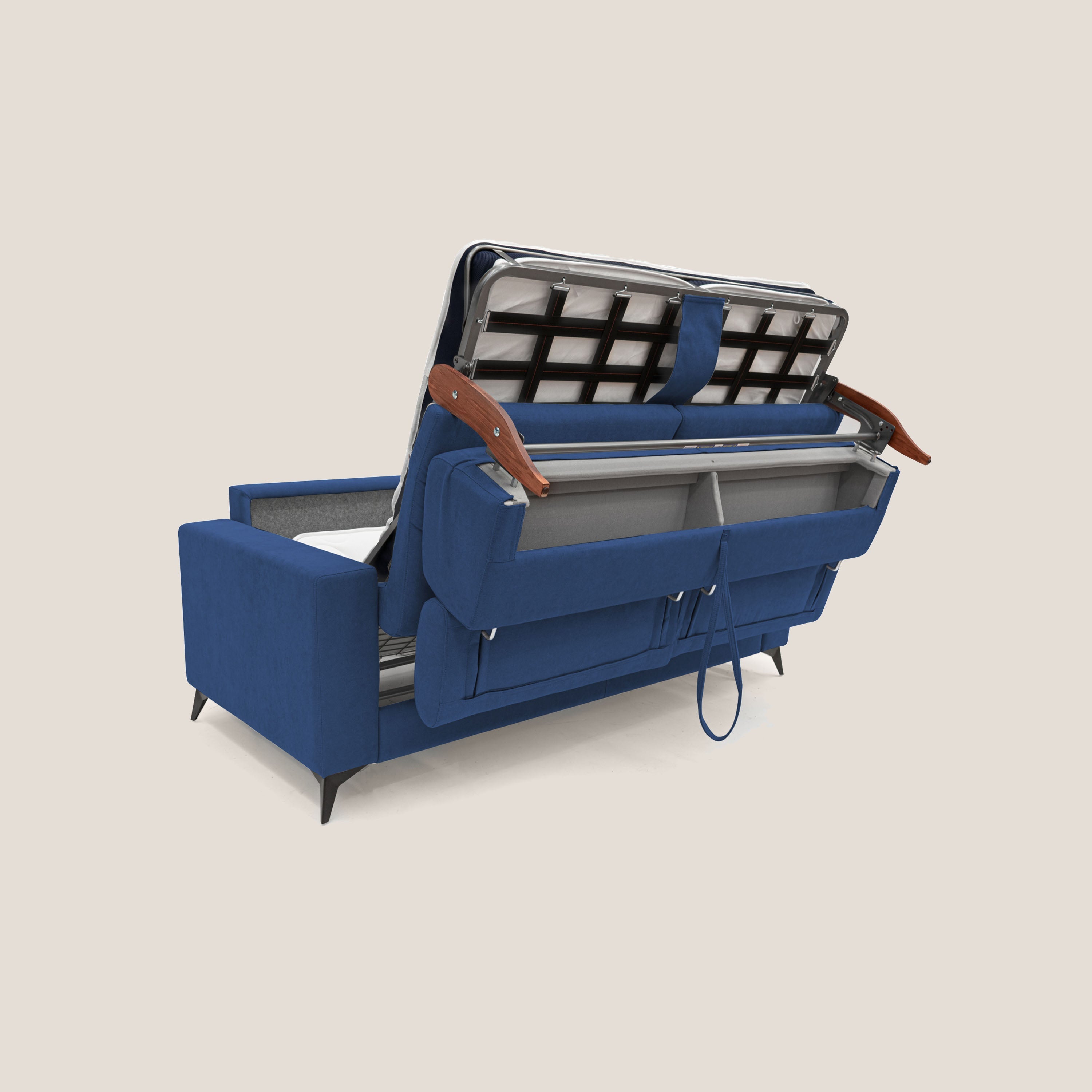 Pegaso divano letto con poggiatesta reclinabili e rivestimento T02 blu - divani.store
