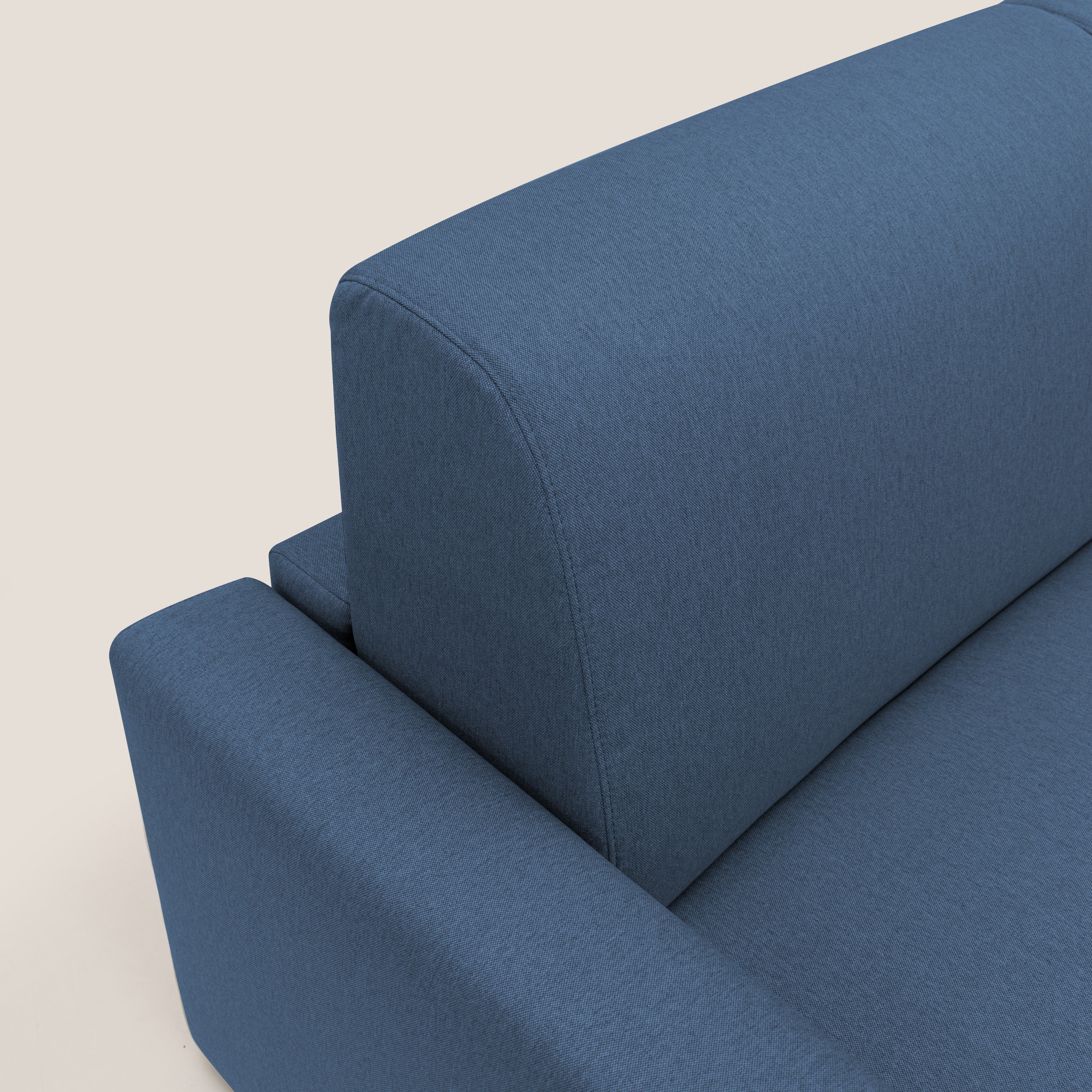 Kansas Divano letto matrimoniale alto 20 cm in tessuto impermeabile misto cotone T13 blu - divani.store