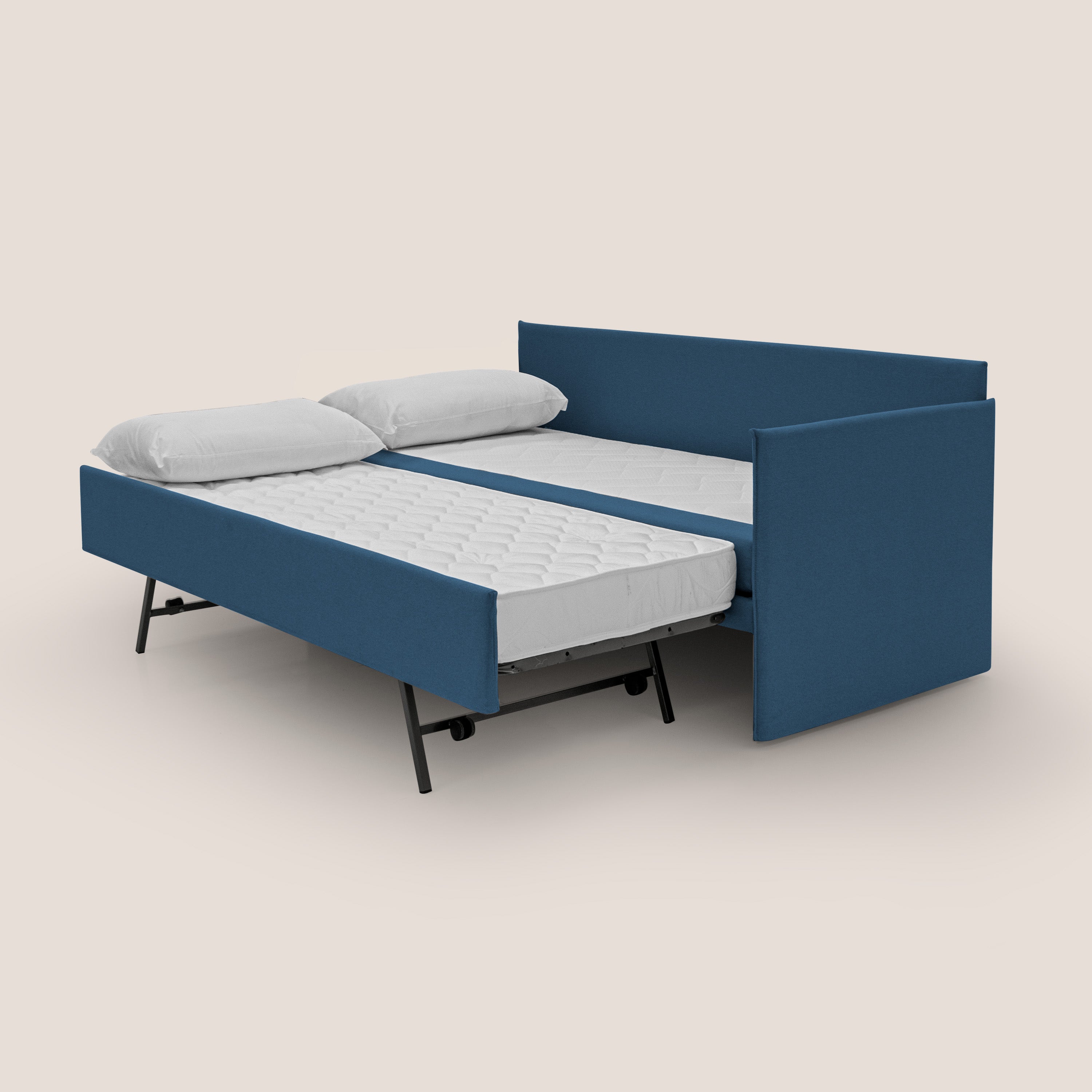 Durini Divano duplex con doppio letto in tessuto simil cotone impermeabile T13 blu - divani.store