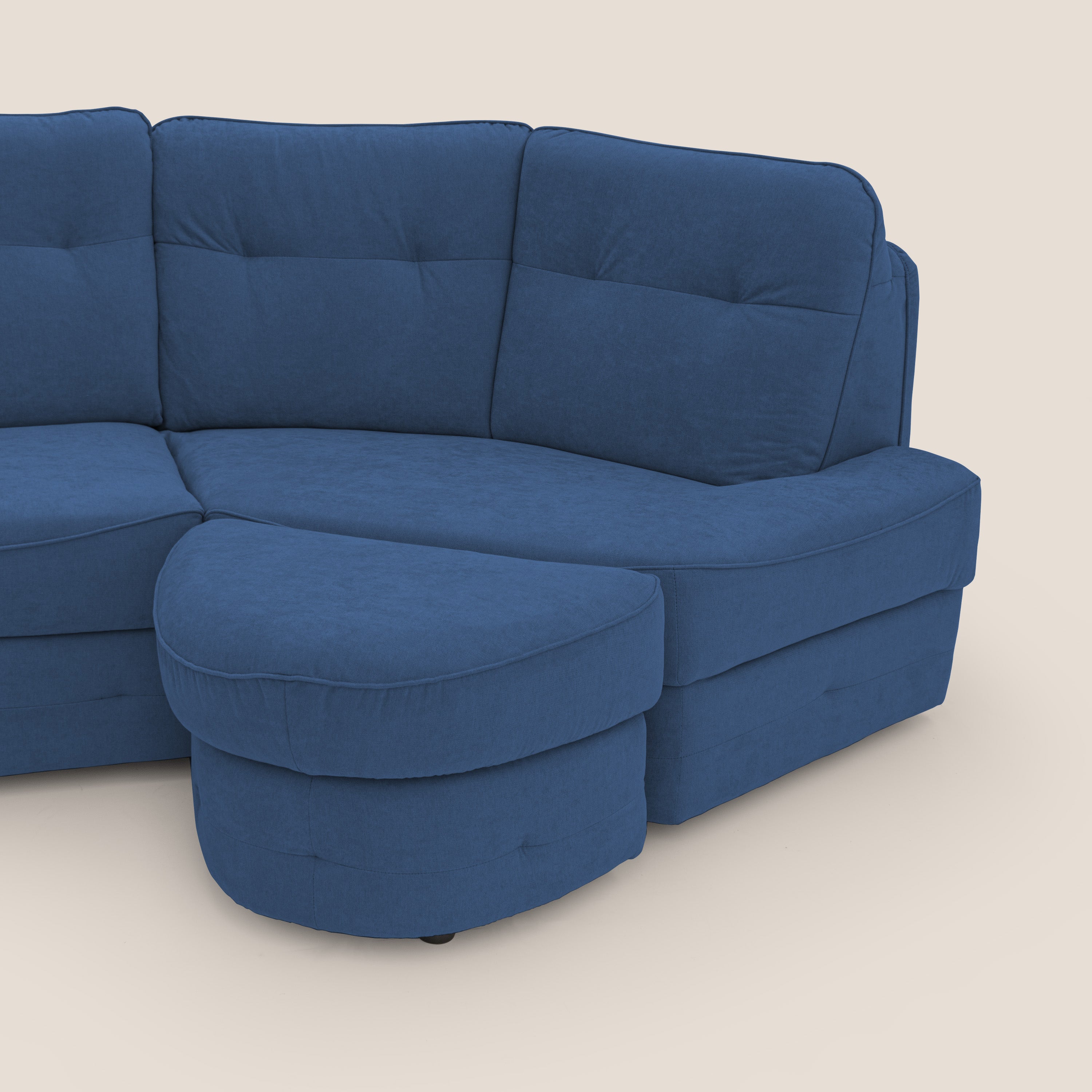 Zeus divano letto angolare con materasso H18 cm pouf mobile in tessuto impermeabile T02 - divani.store