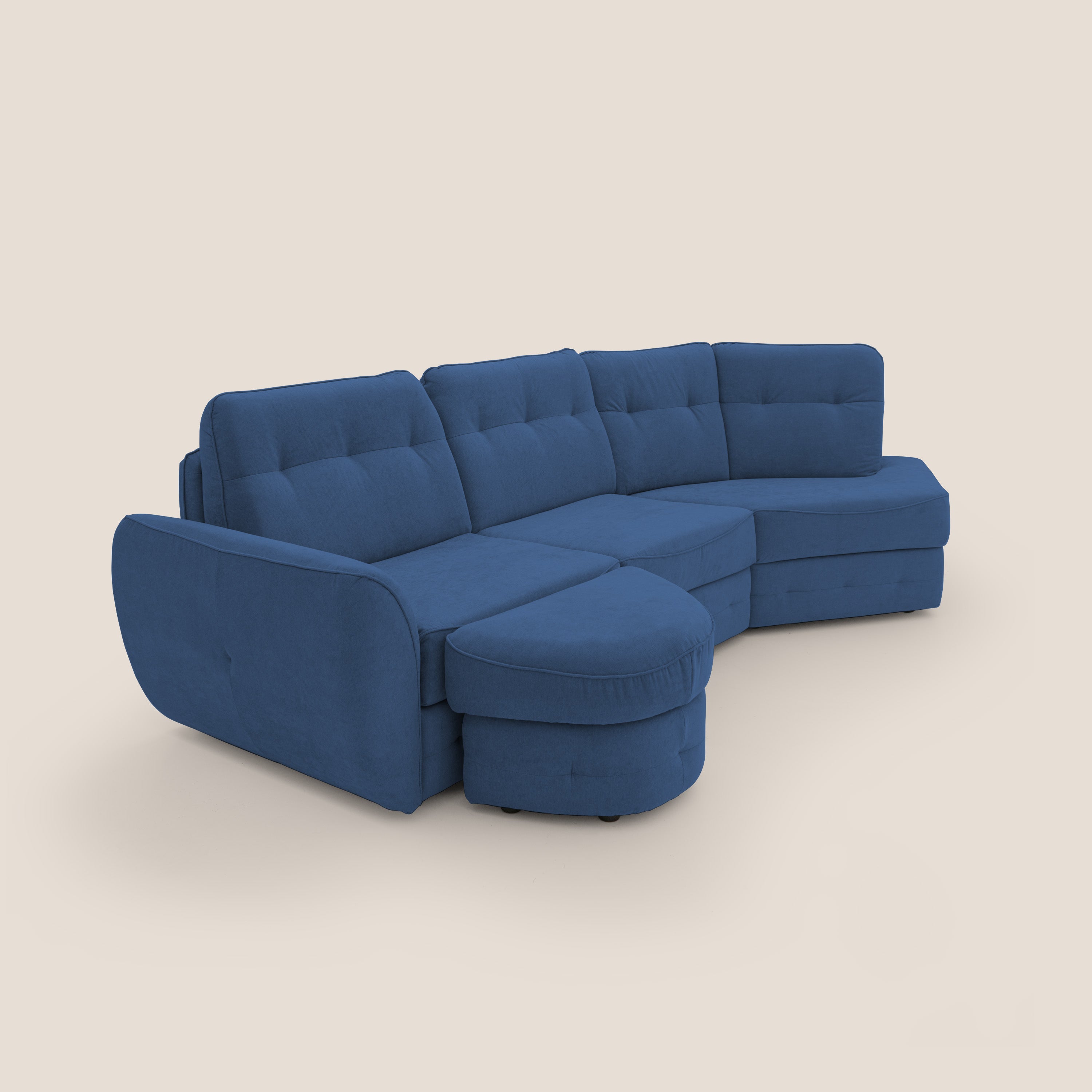 Zeus divano letto angolare con materasso H18 cm pouf mobile in tessuto impermeabile T02 - divani.store