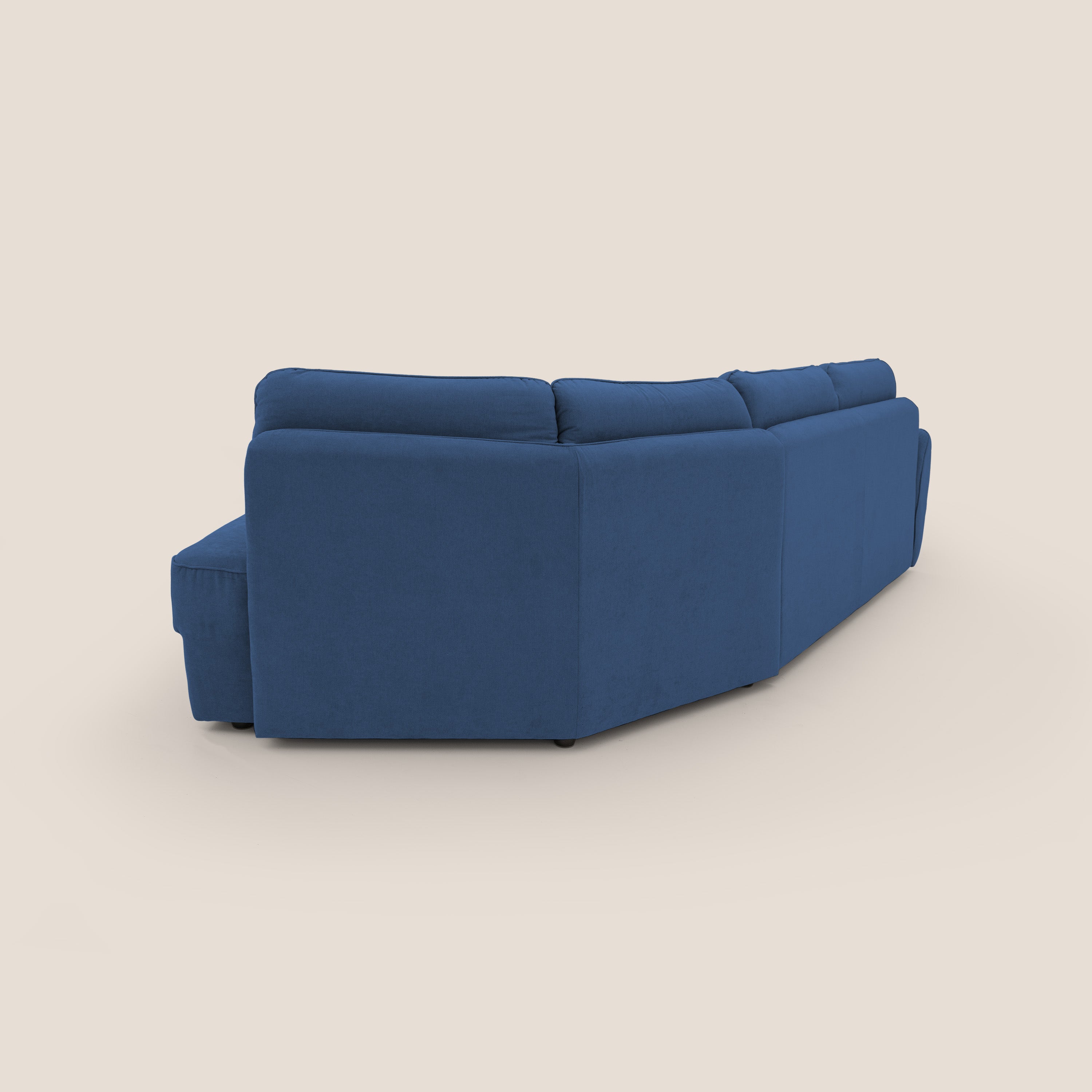 Zeus divano letto angolare con materasso H18 cm pouf mobile in tessuto impermeabile T02 - divani.store