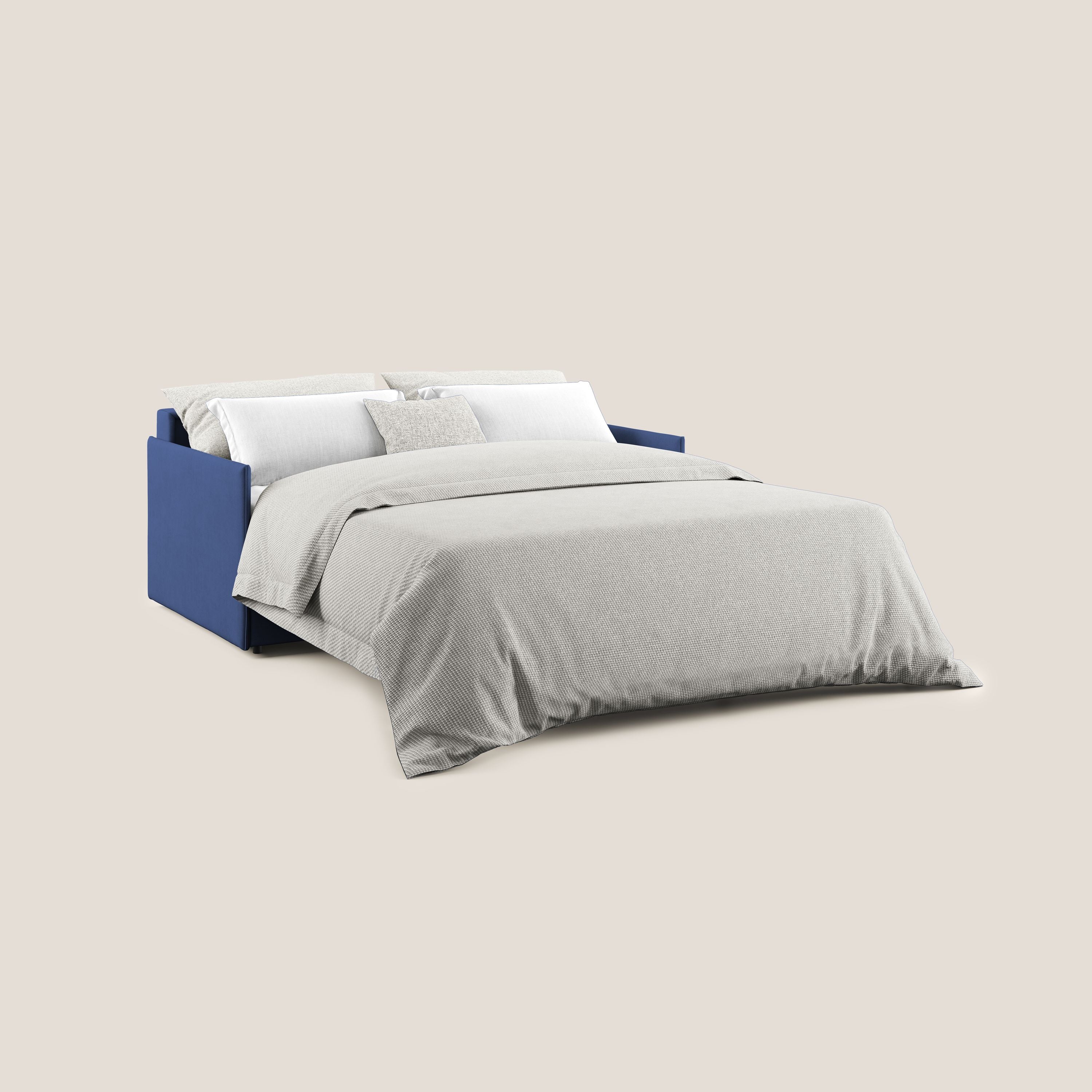 Evans Divano letto in morbido tessuto impermeabile T02 blu - divani.store