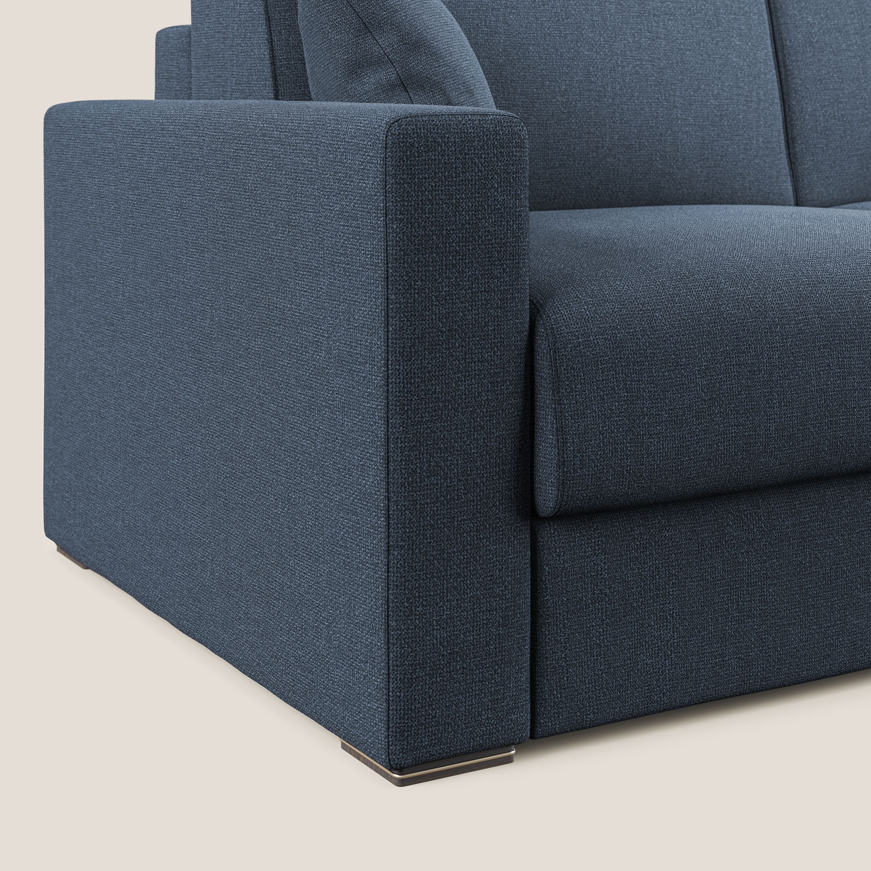 Best Divano letto angolare con penisola in tessuto smacchiabile QuickClean T08 blu - divani.store