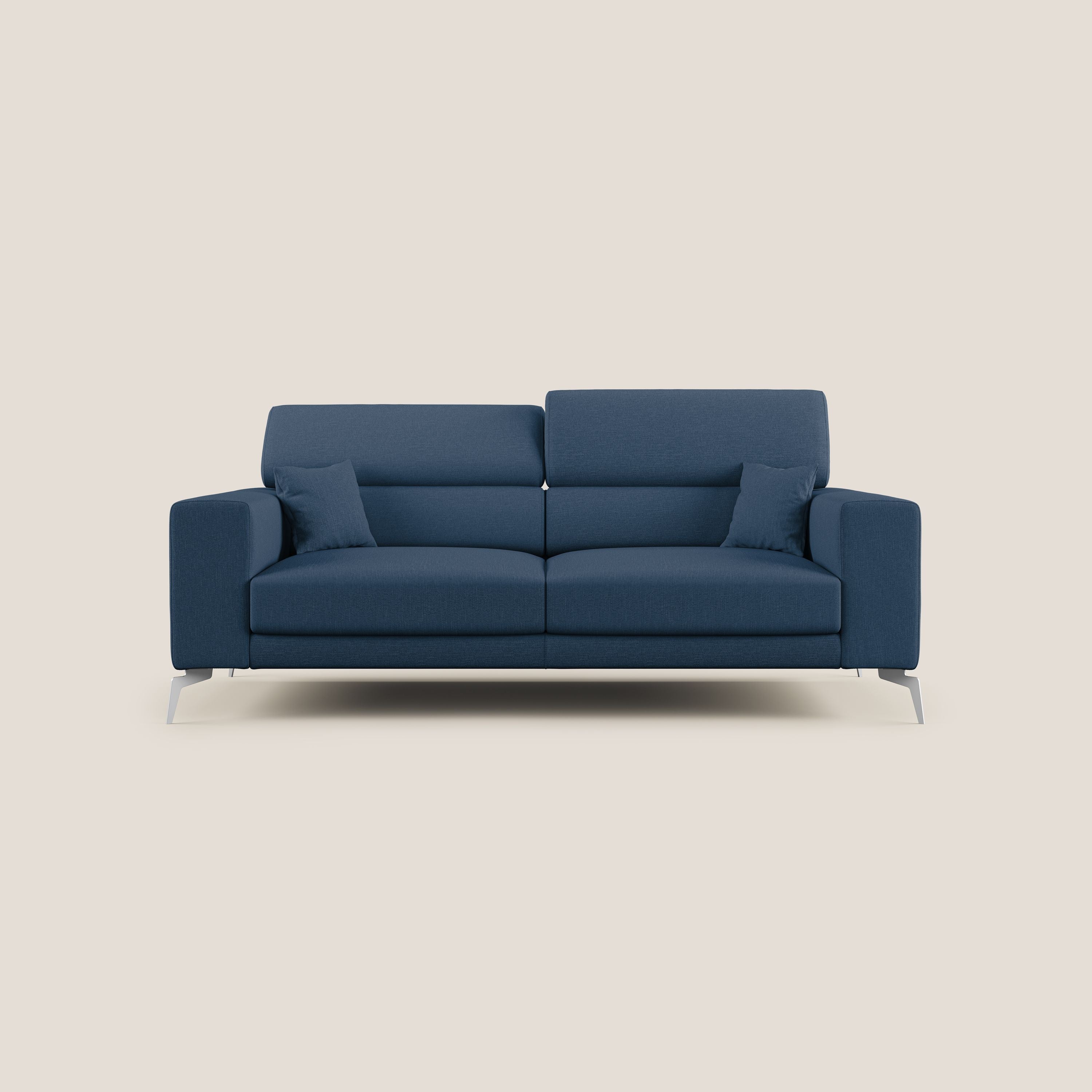 Blade Divano con poggiatesta reclinabili in tessuto impermeabile misto cotone T13 blu - divani.store