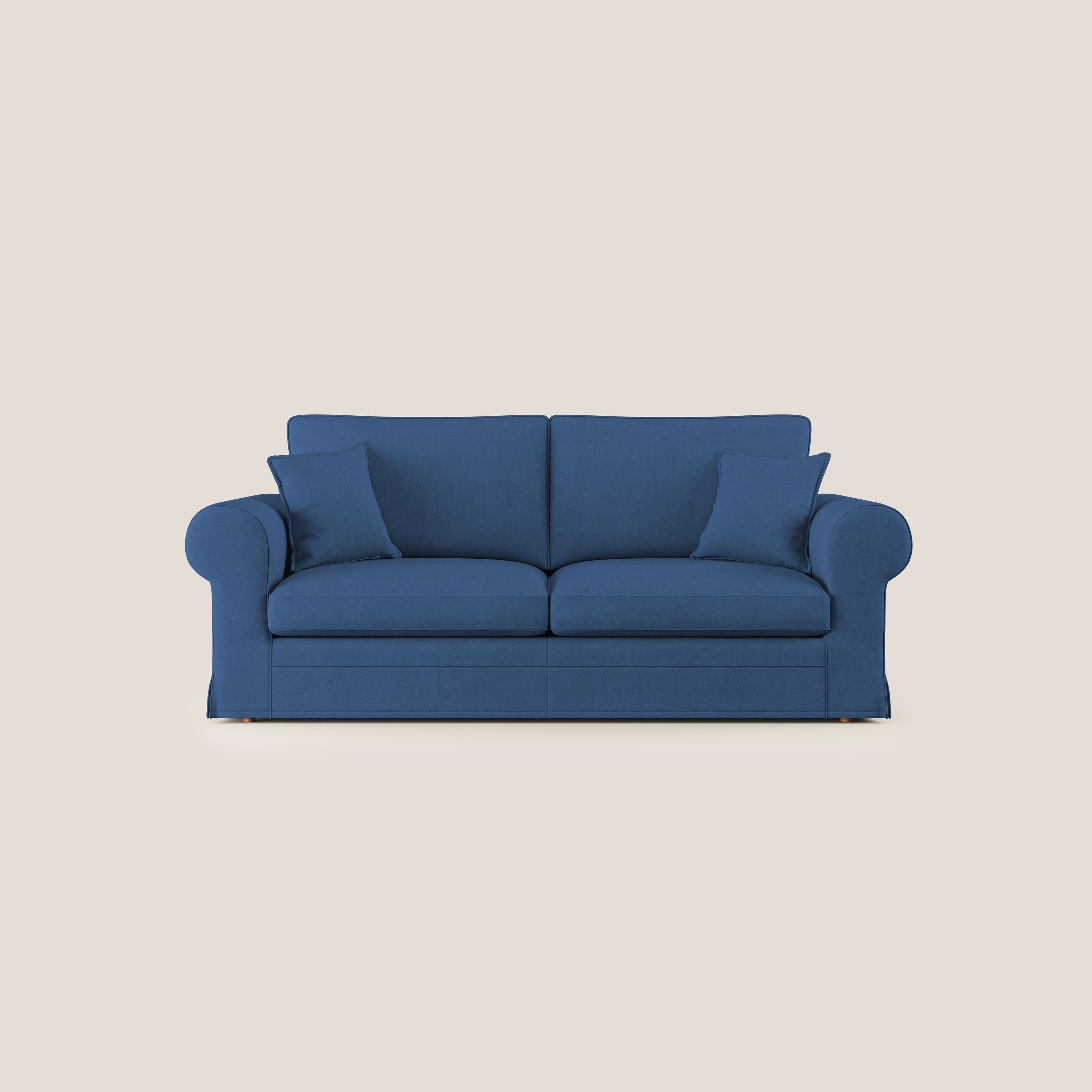 Lady divano classico in piuma d'oca realizzato con tessuto impermeabile T02 blu - divani.store