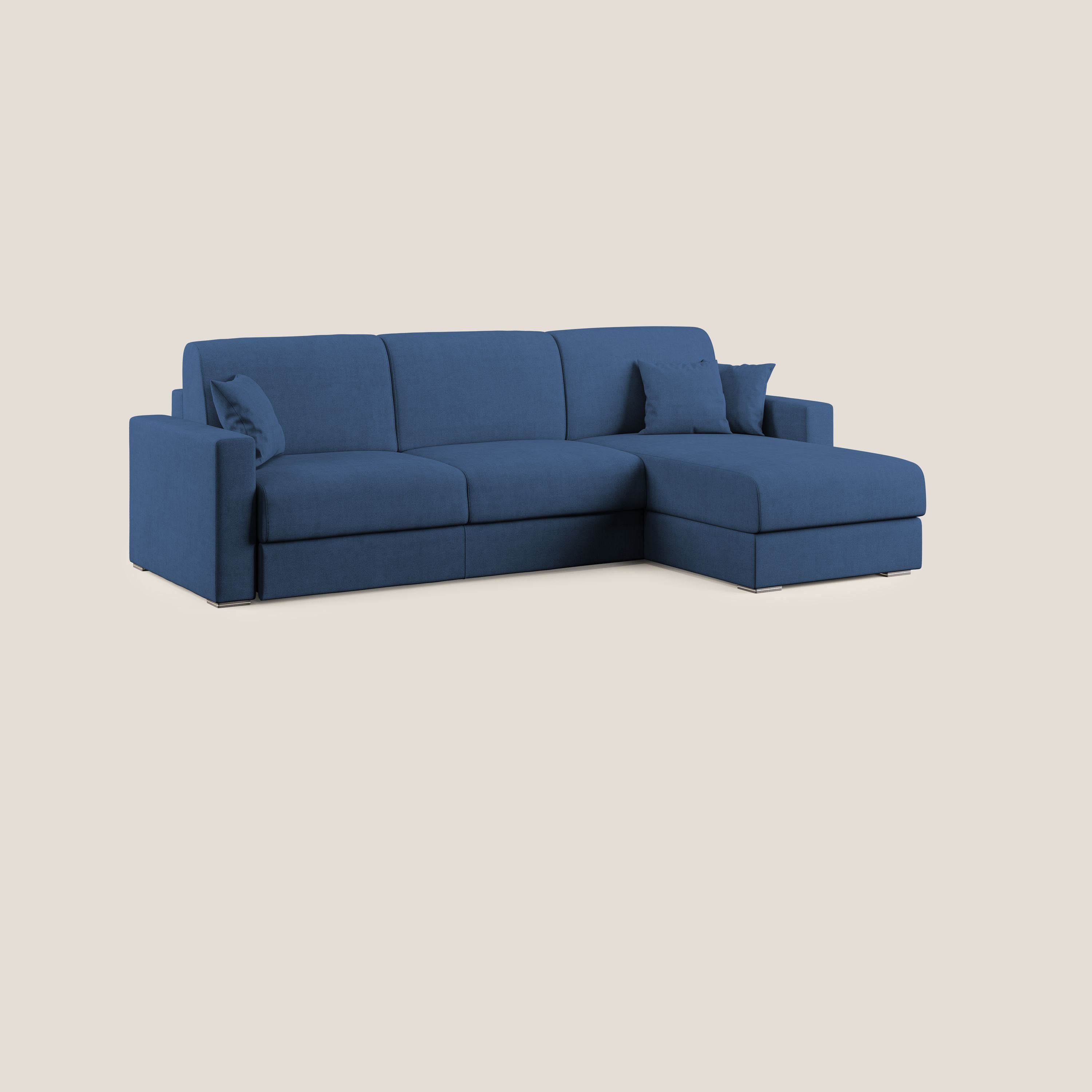 Best Divano letto angolare in tessuto impermeabile T02 blu - divani.store