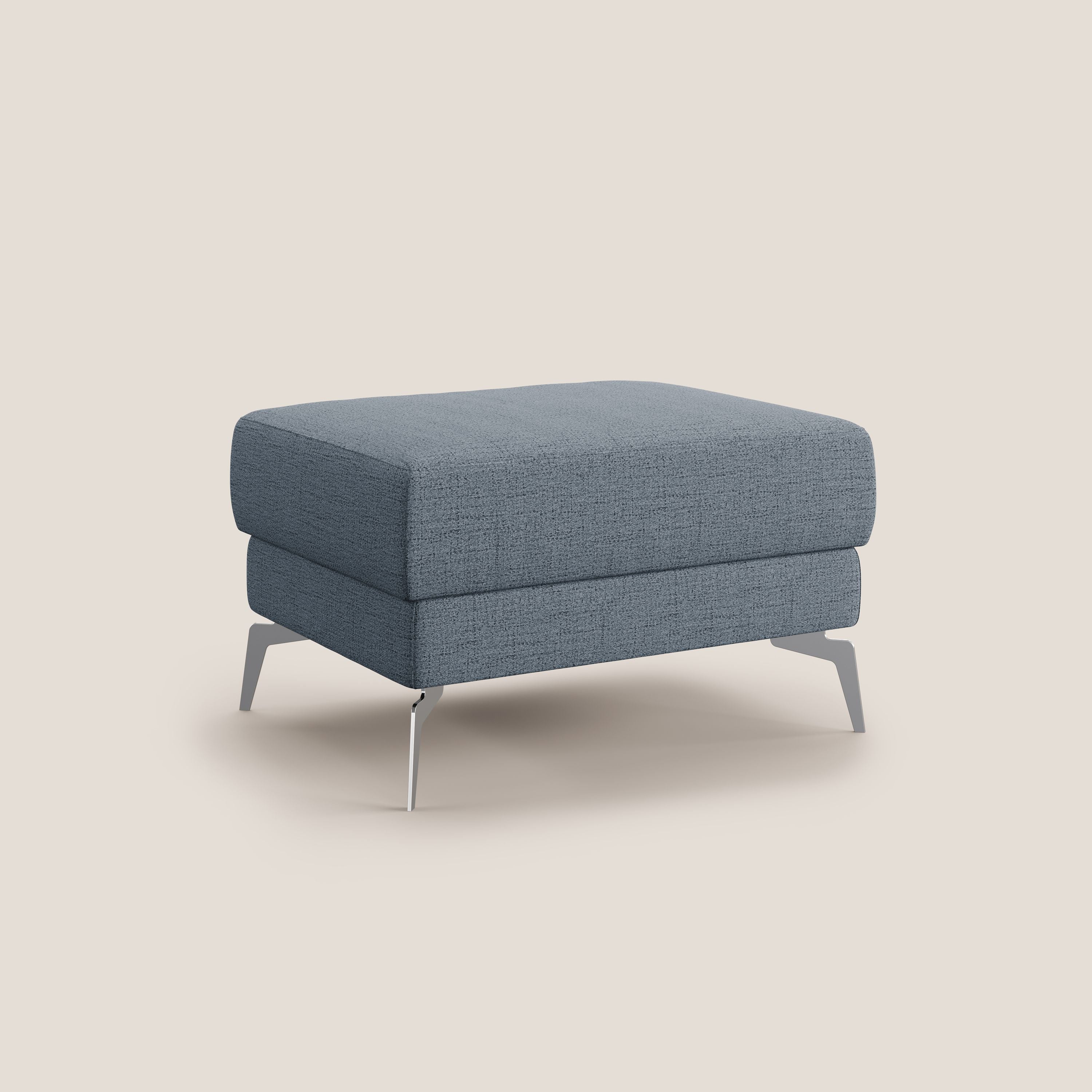 Star Pouf con piedini alti in tessuto impermeabile fiammato T03 blu - divani.store