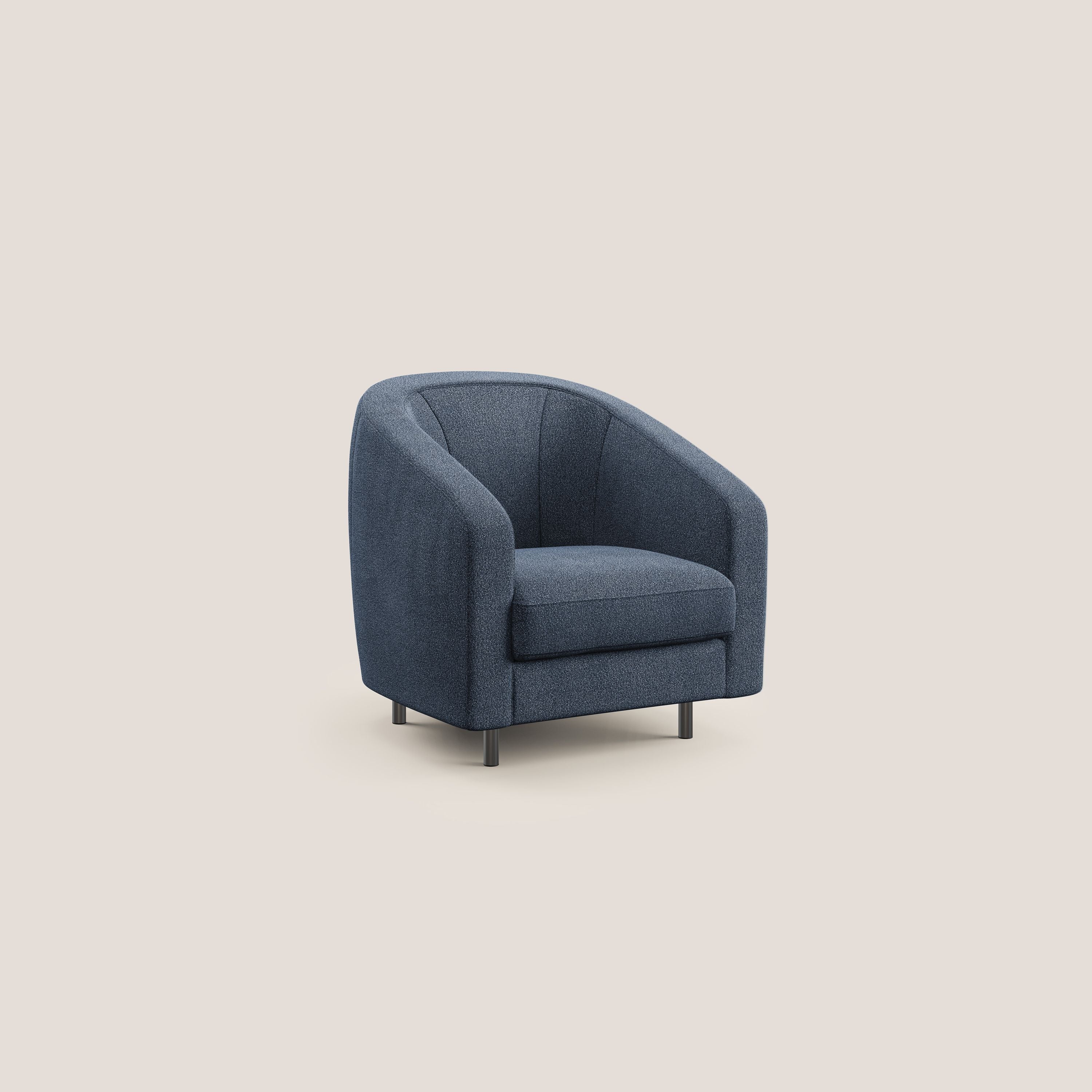 Pandora Poltroncina in morbido tessuto bouclé impermeabile T07 blu - divani.store