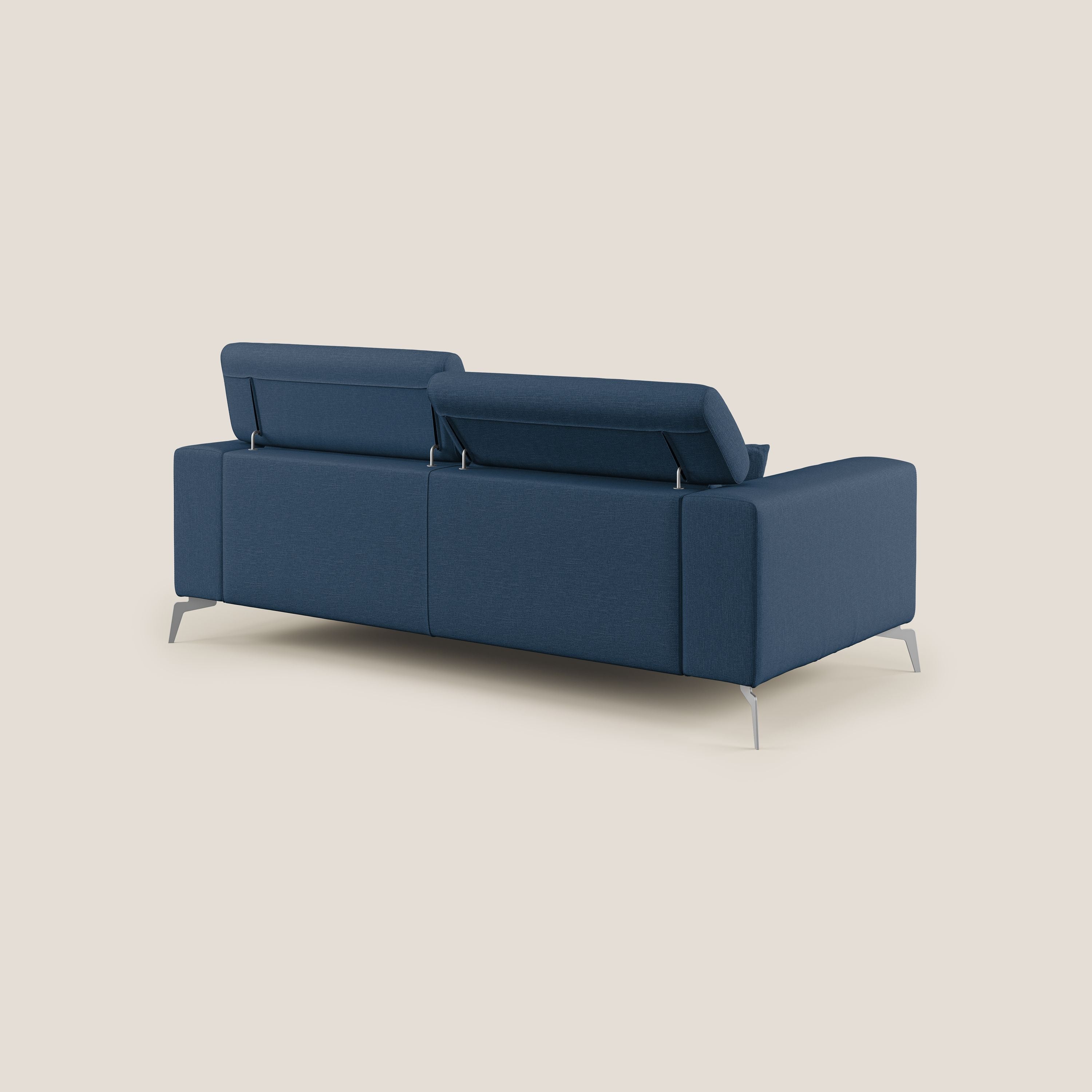 Blade Divano con poggiatesta reclinabili in tessuto impermeabile misto cotone T13 blu - divani.store