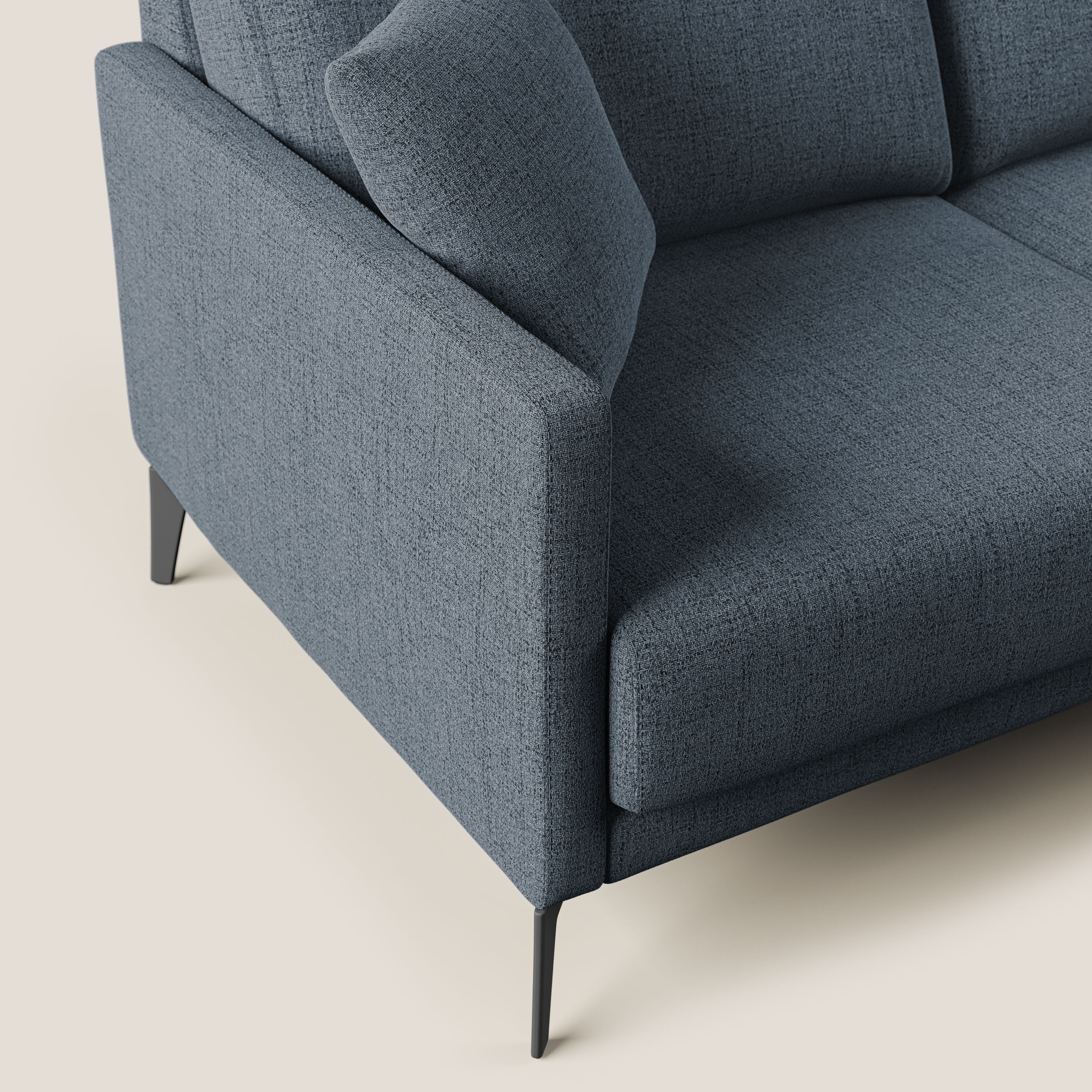 Saturno divano angolare moderno in tessuto morbido impermeabile T03 blu - divani.store