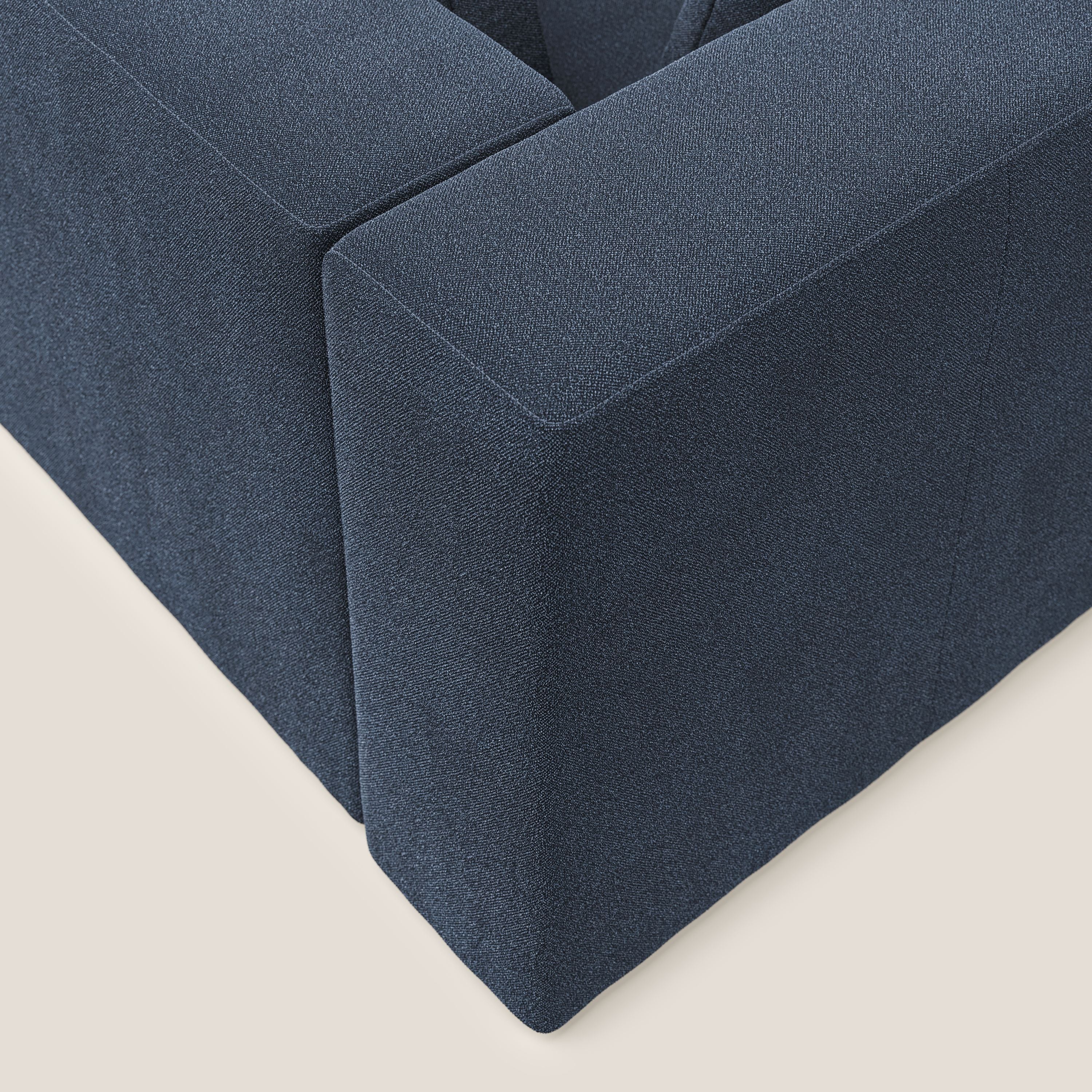 Nettuno divano panoramico in morbido tessuto bouclè T07 blu - divani.store