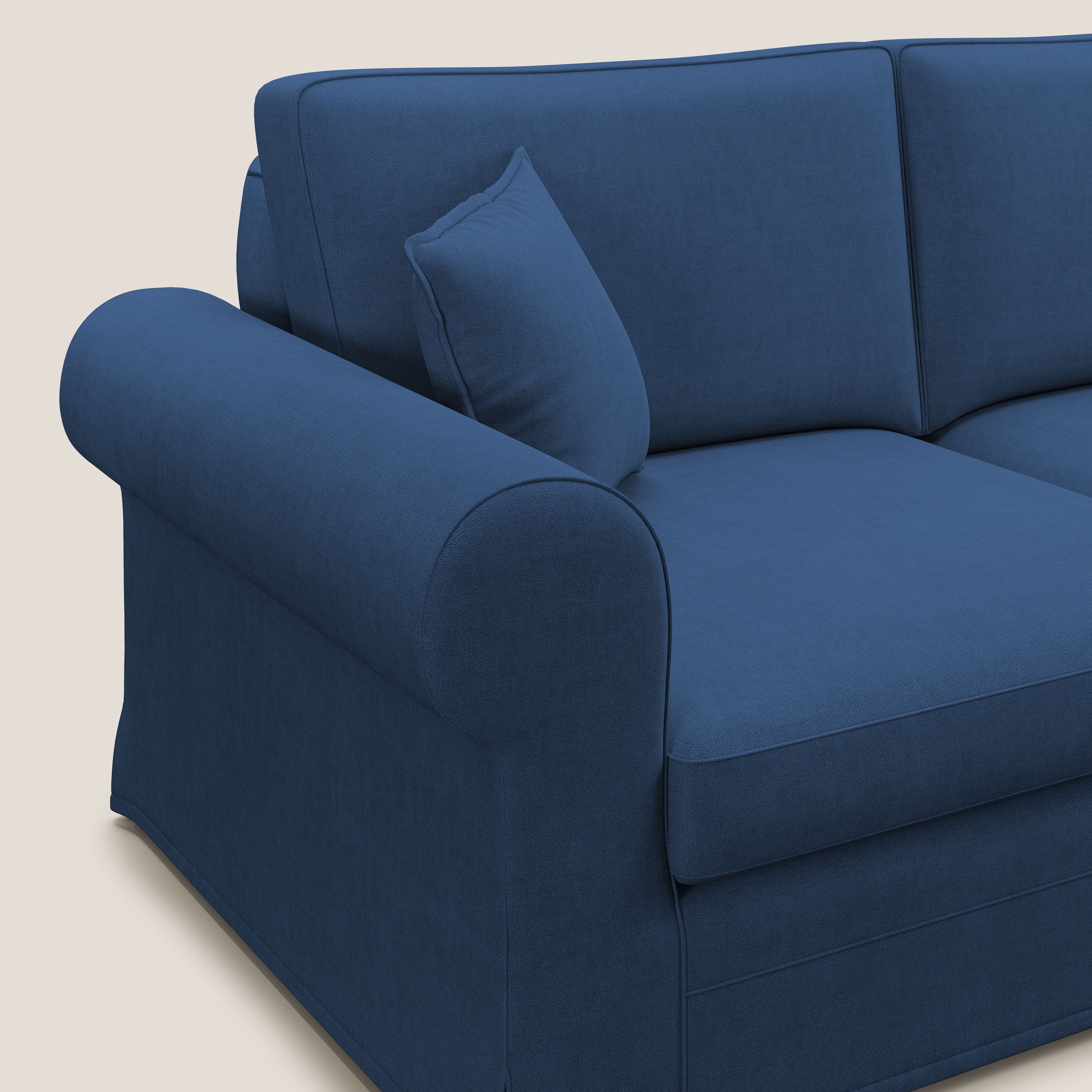 Lady divano classico in piuma d'oca realizzato con tessuto impermeabile T02 blu - divani.store