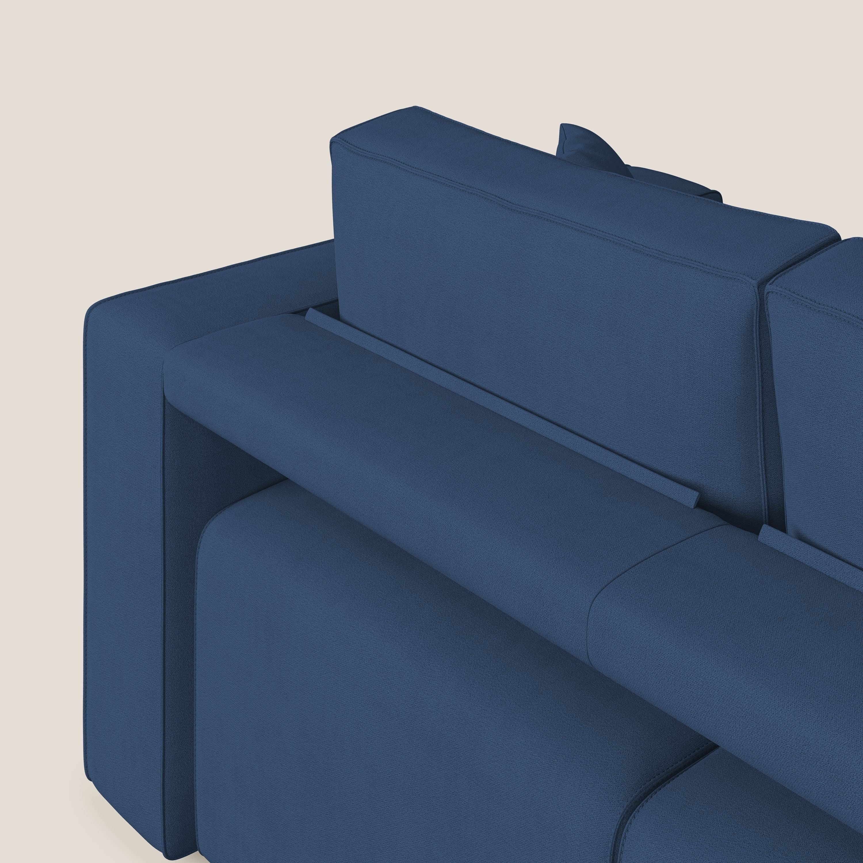Morfeo divano con 3 sedute estraibili in morbido tessuto impermeabile T02 blu - divani.store