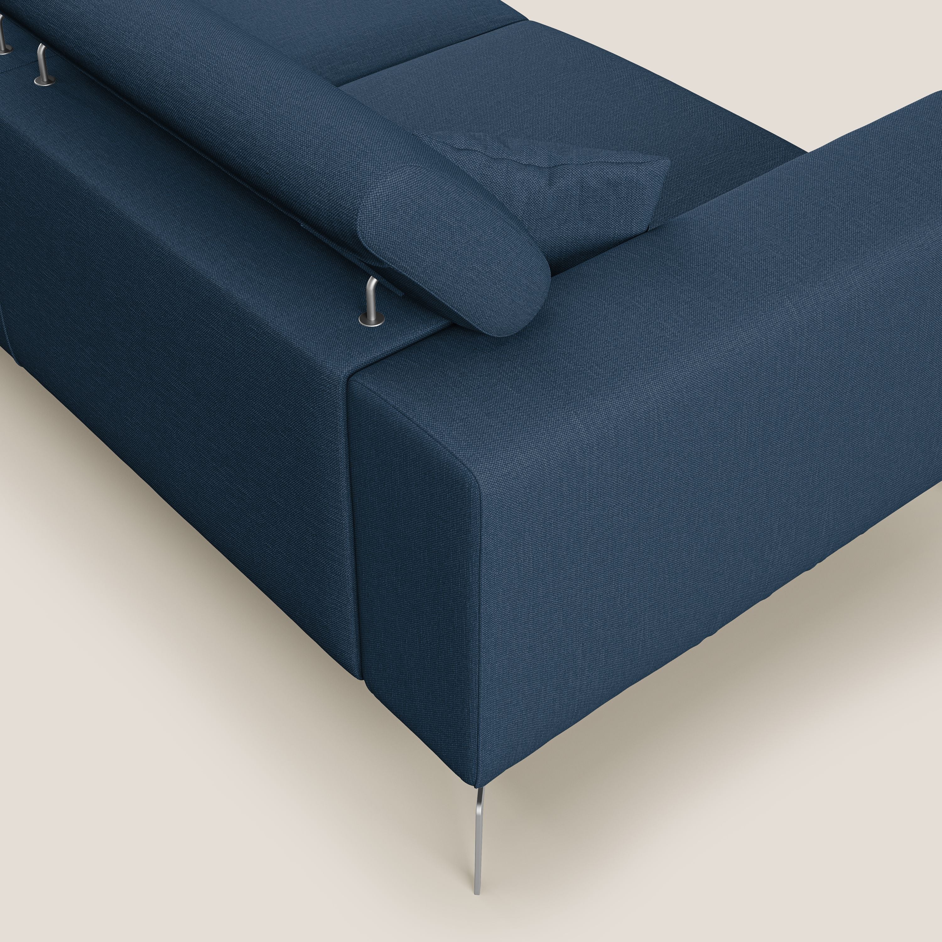 Blade Divano con poggiatesta reclinabili in tessuto impermeabile misto cotone T13 blu - divani.store