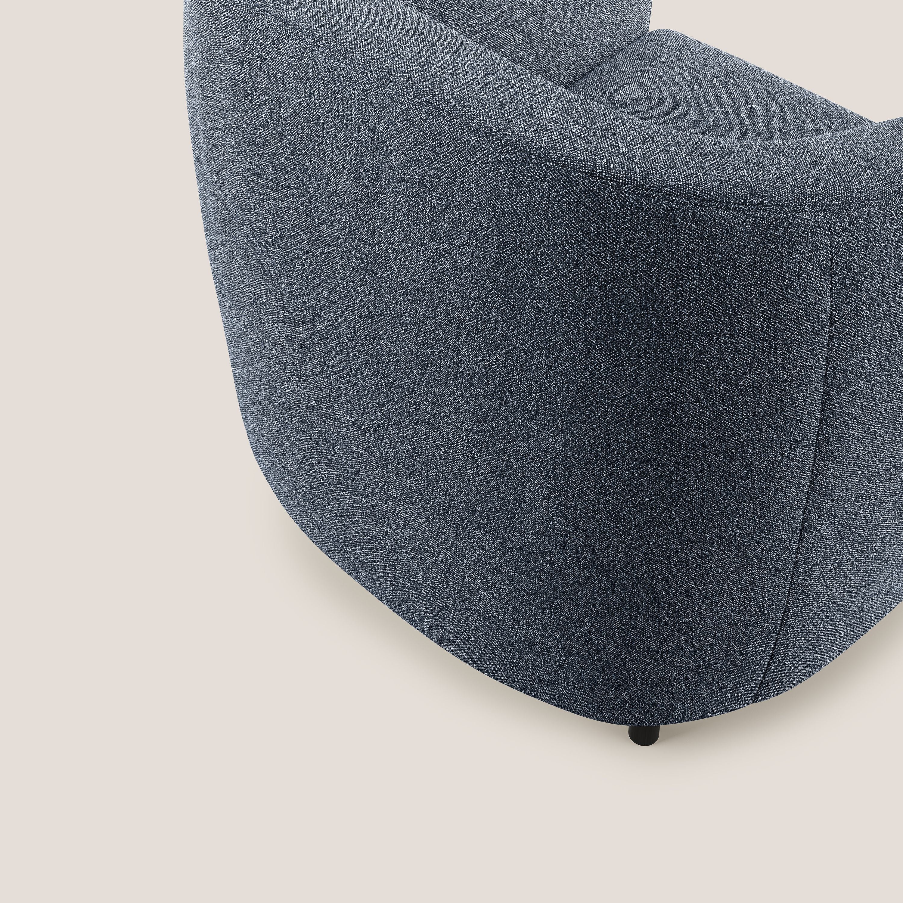 Pandora Poltroncina in morbido tessuto bouclé impermeabile T07 blu - divani.store