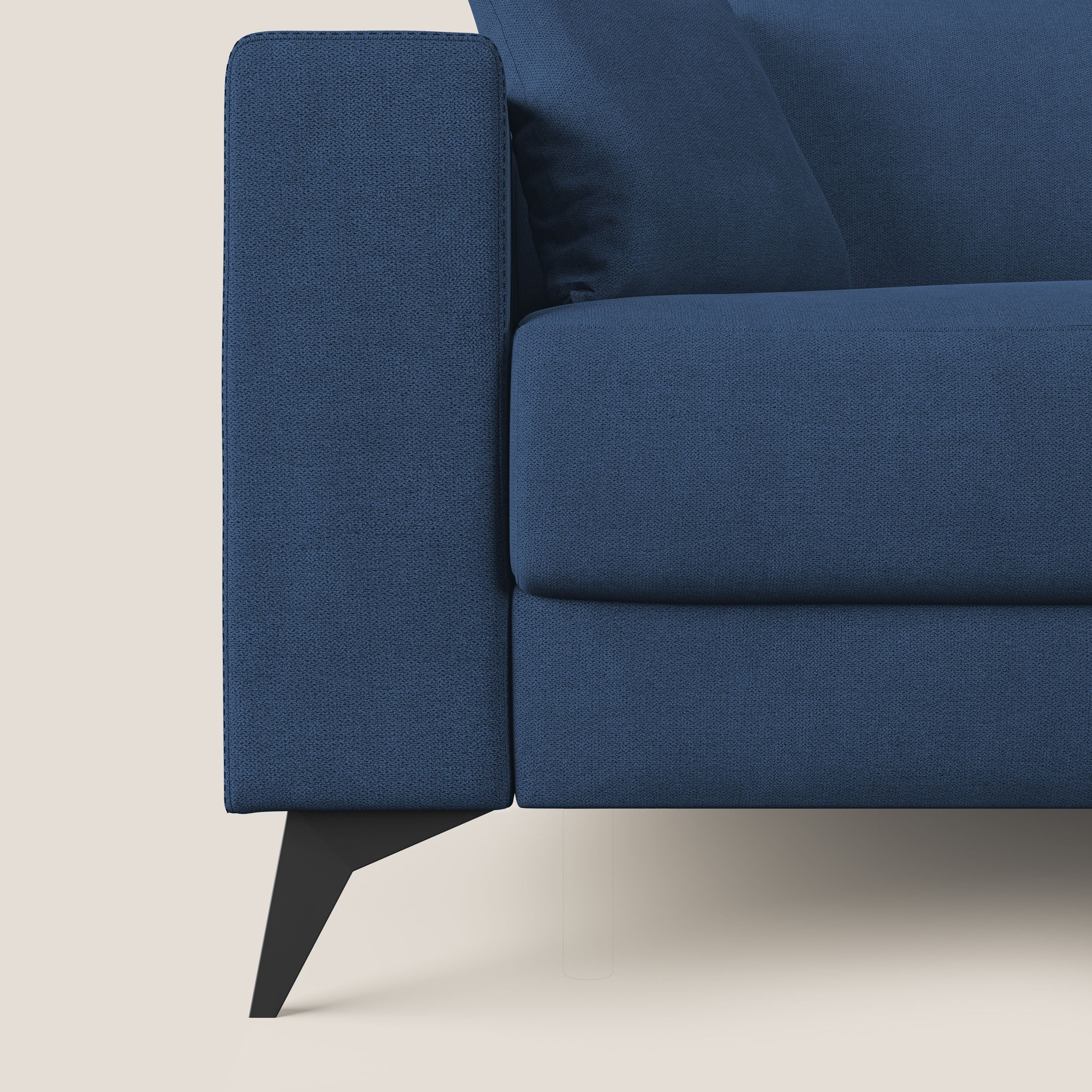 Pegaso divano letto angolare con poggiatesta reclinabili e rivestimento impermeabile T02 blu - divani.store