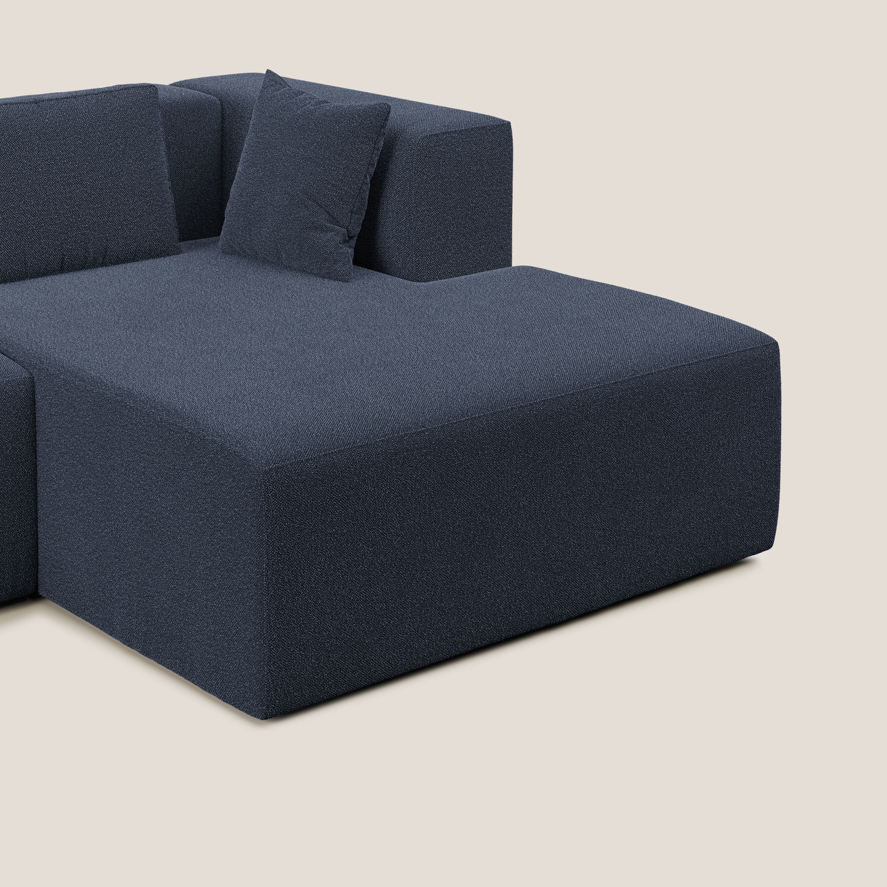 Nettuno divano panoramico in morbido tessuto bouclè T07 blu - divani.store