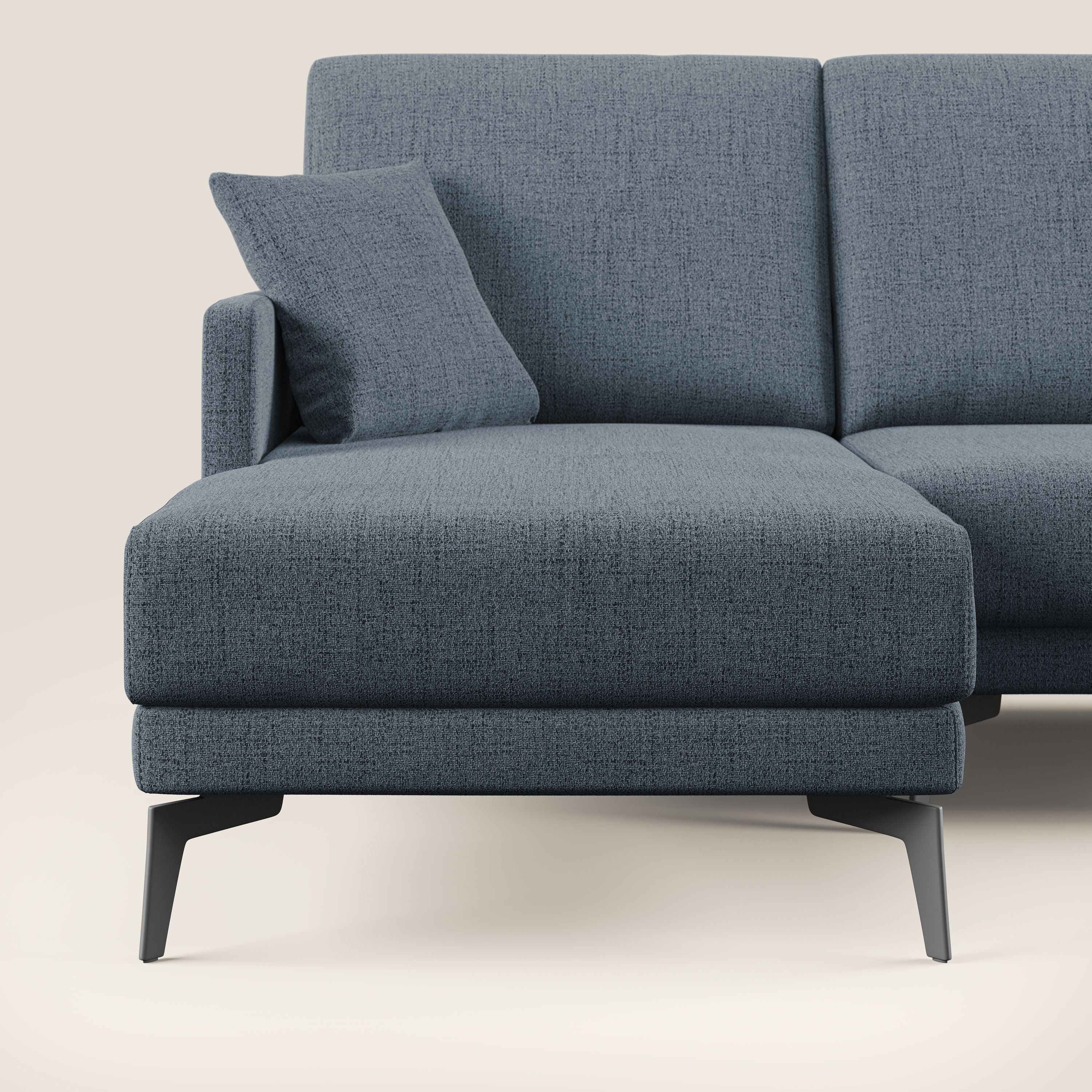 Saturno divano panoramico moderno in tessuto morbido impermeabile T03 blu - divani.store