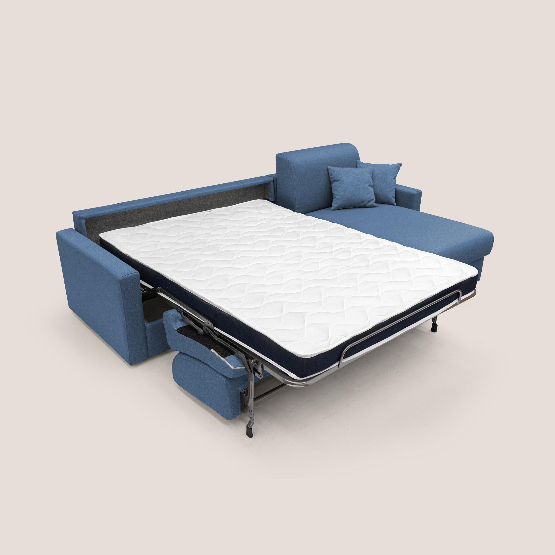 Chris Divano letto angolare 5 posti in tessuto impermeabile T13 blu - divani.store