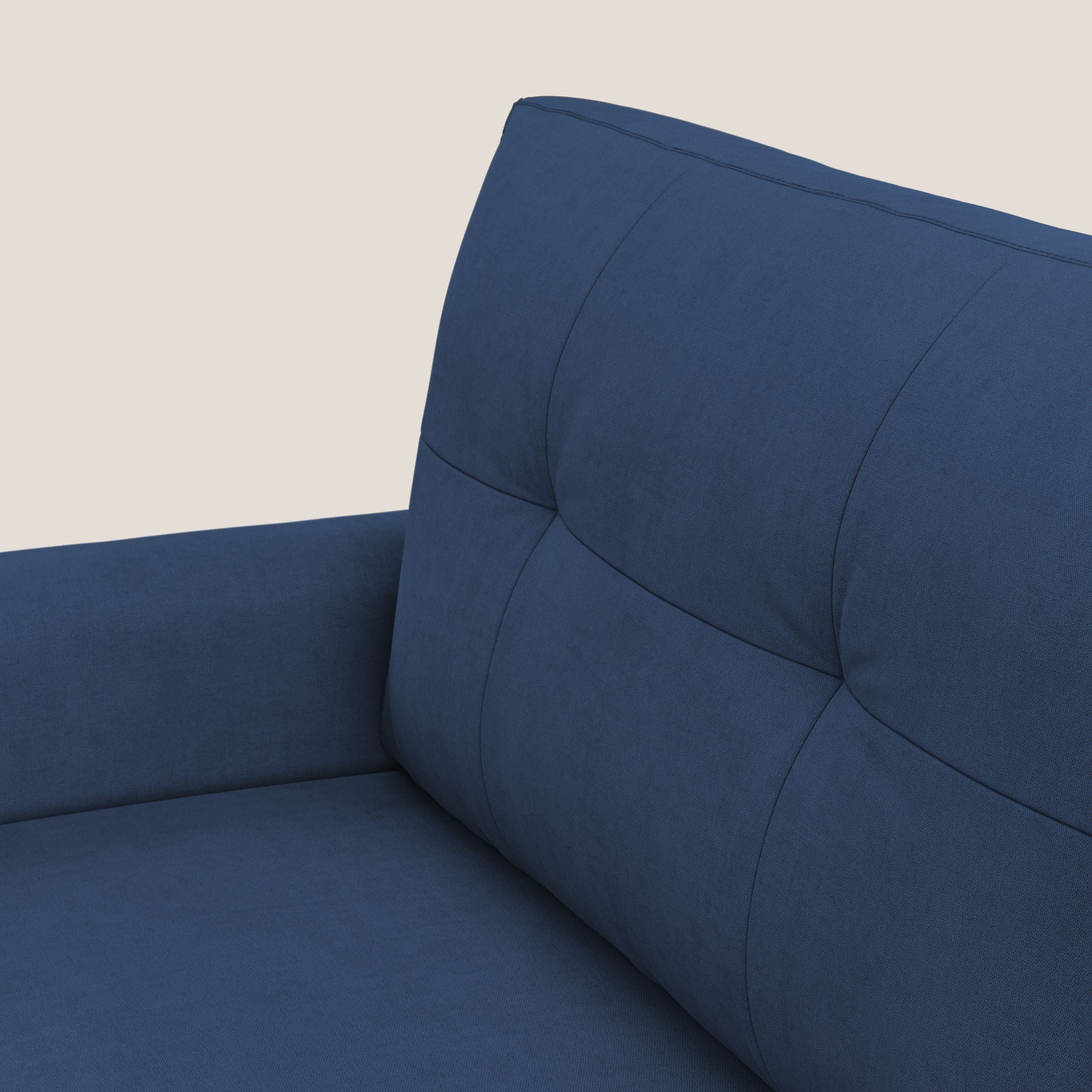 Callisto Divano letto angolare con penisola in tessuto morbido impermeabile T02 blu - divani.store