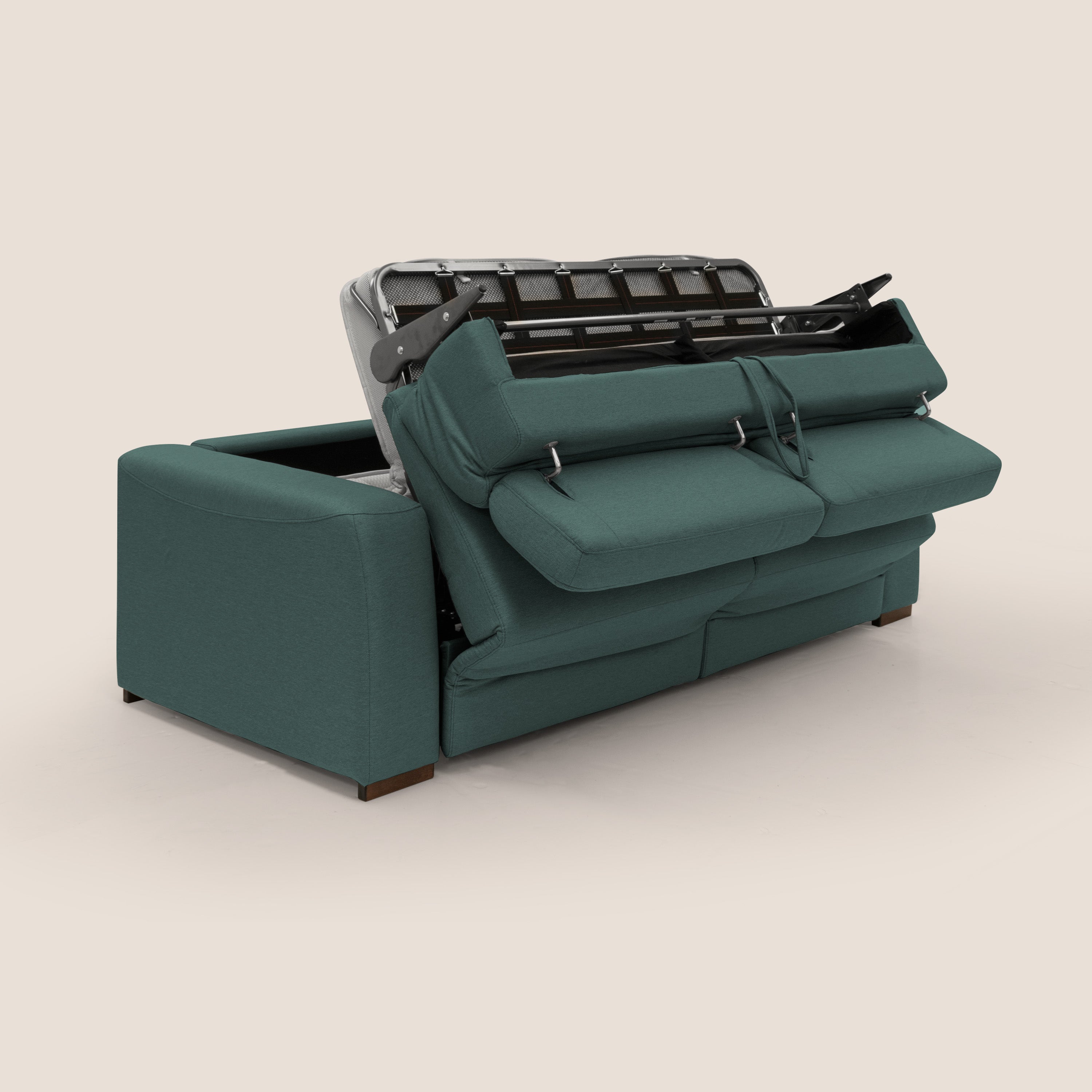 Poseidon divano letto + relax elettrico in tessuto smacchiabile impermeabile T05 verde - divani.store