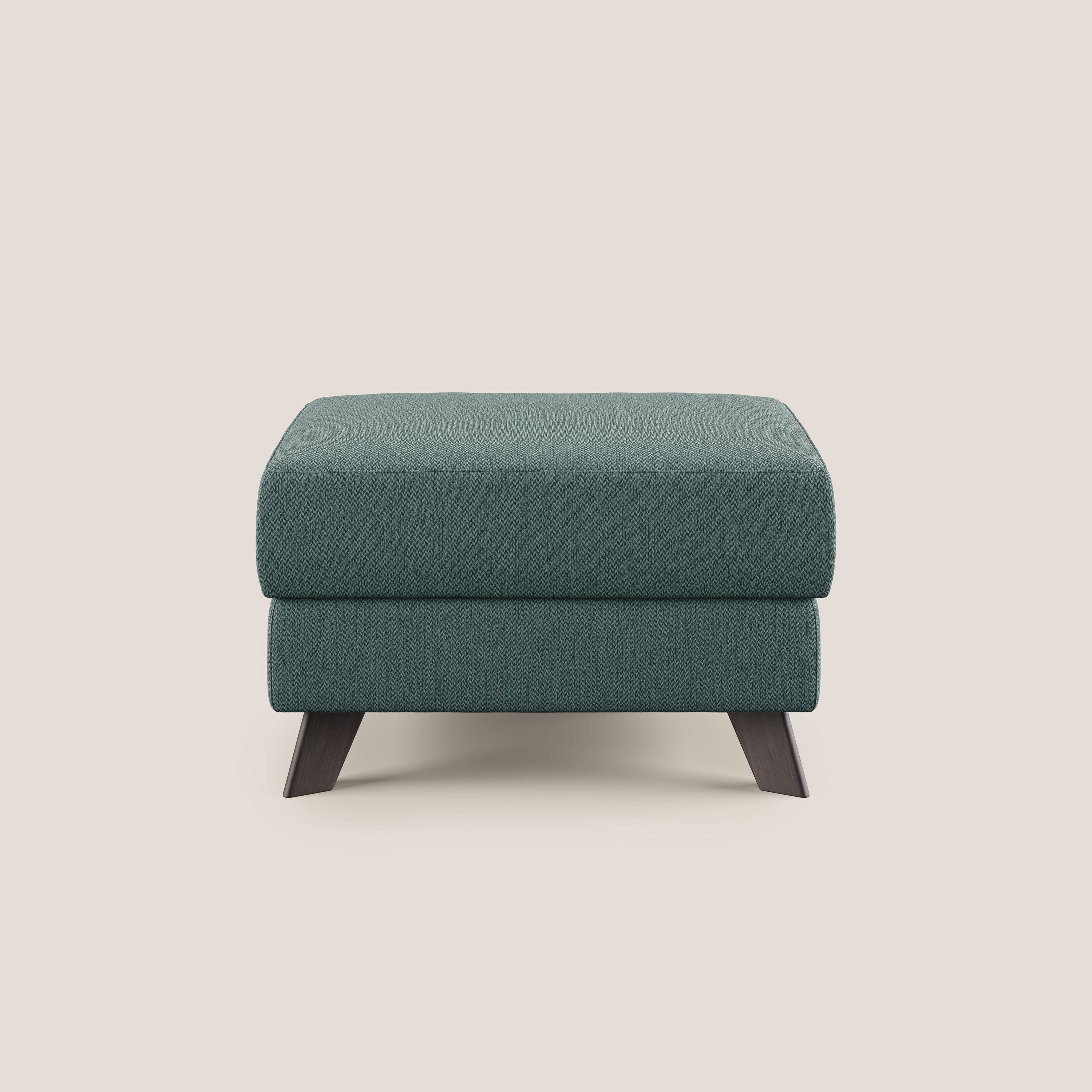 Moon Pouf contenitore e piedini alti in tessuto smacchiabile con acqua T05 verde - divani.store