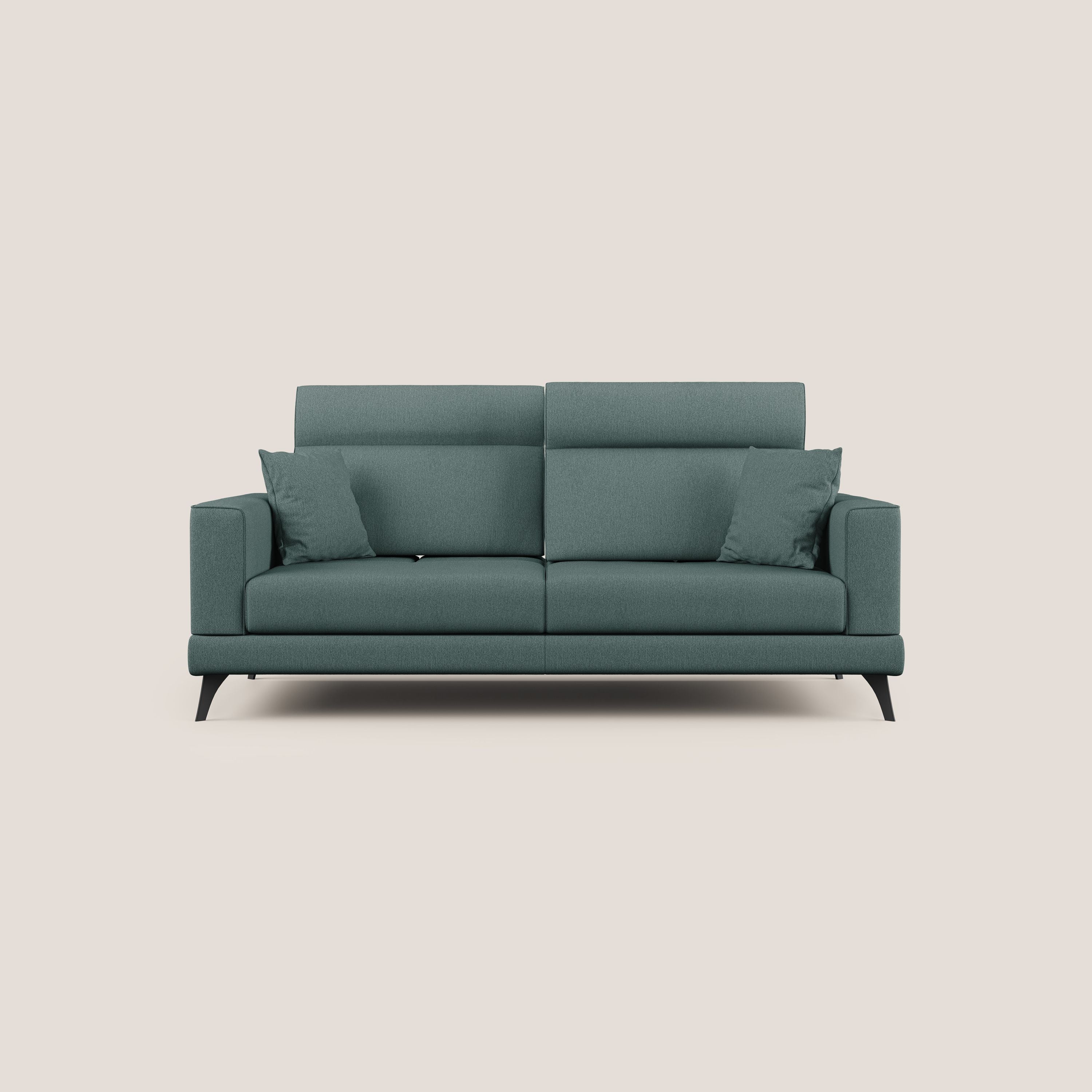 Slide Divano con schienali traslanti e poggiatesta in tessuto smacchiabile T05 verde - divani.store