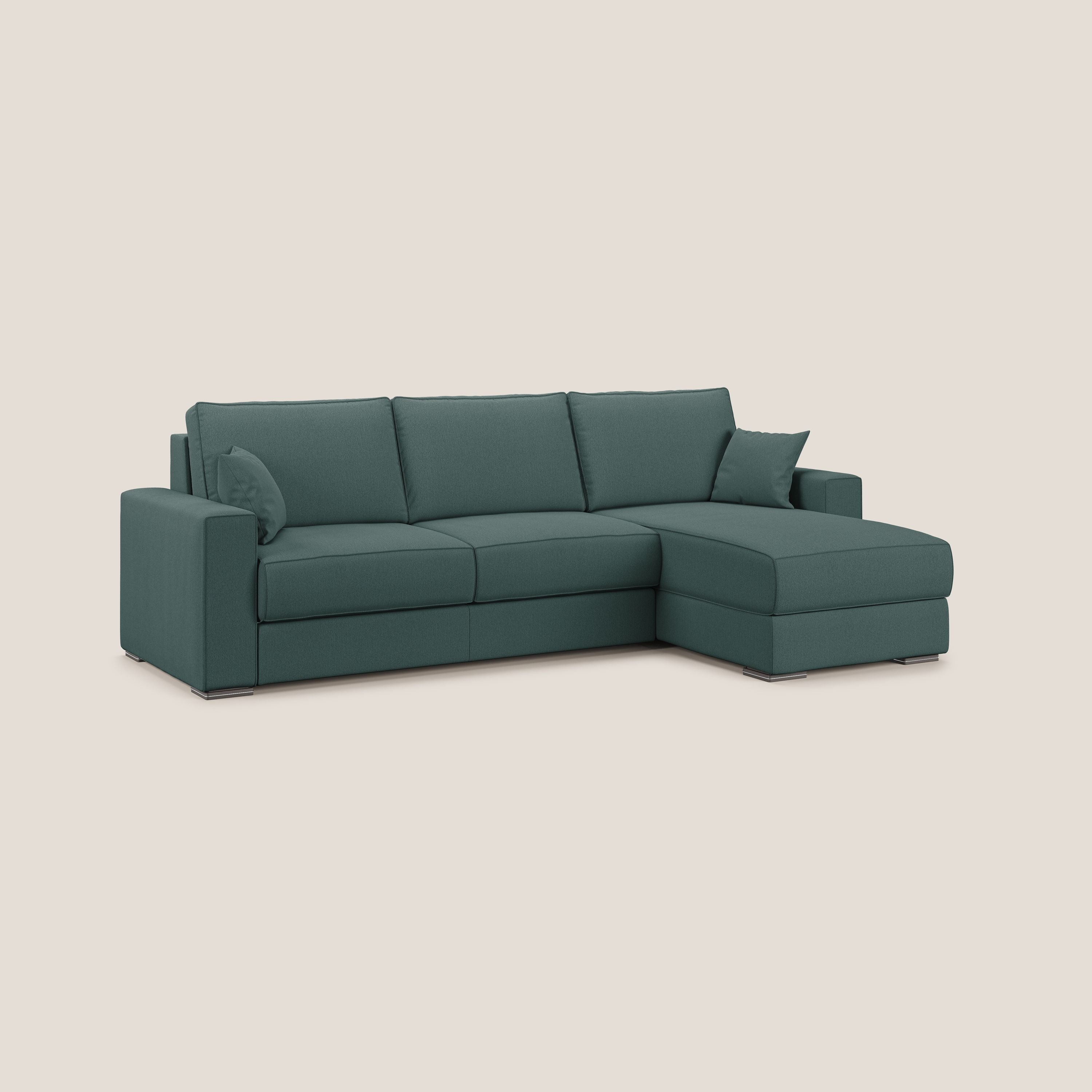 Dream Divano letto angolare in tessuto smacchiabile T05 verde - divani.store