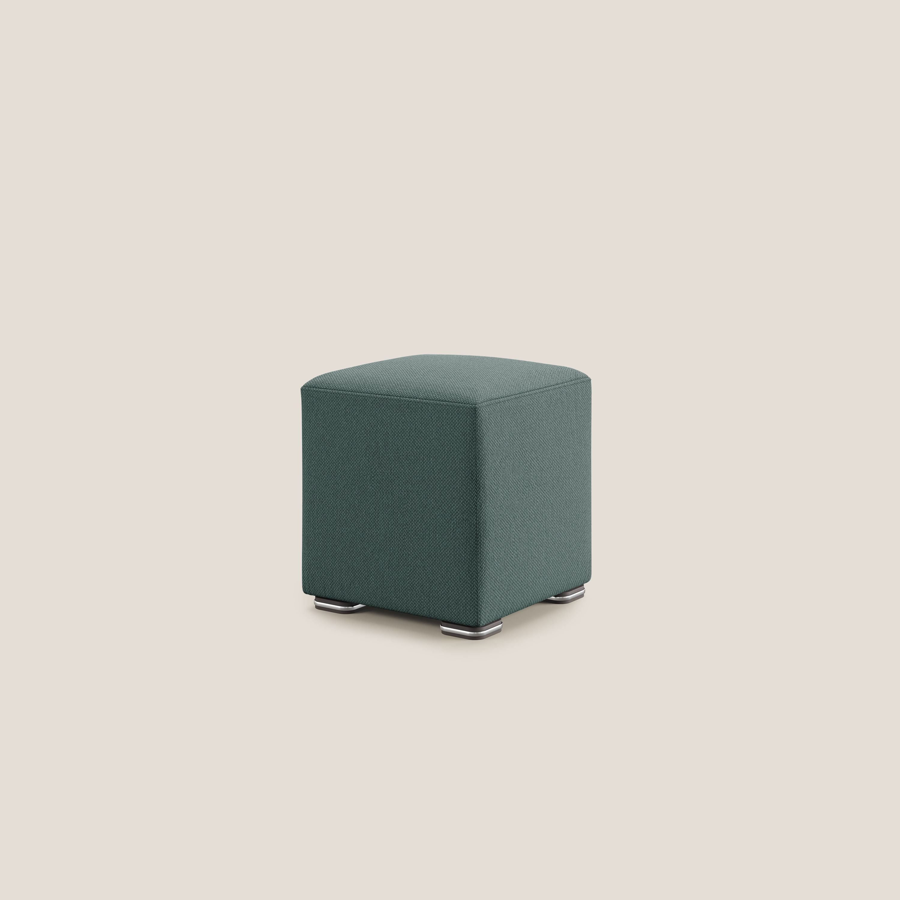 Cube pouf in tessuto morbido smacchiabile T05 verde - divani.store