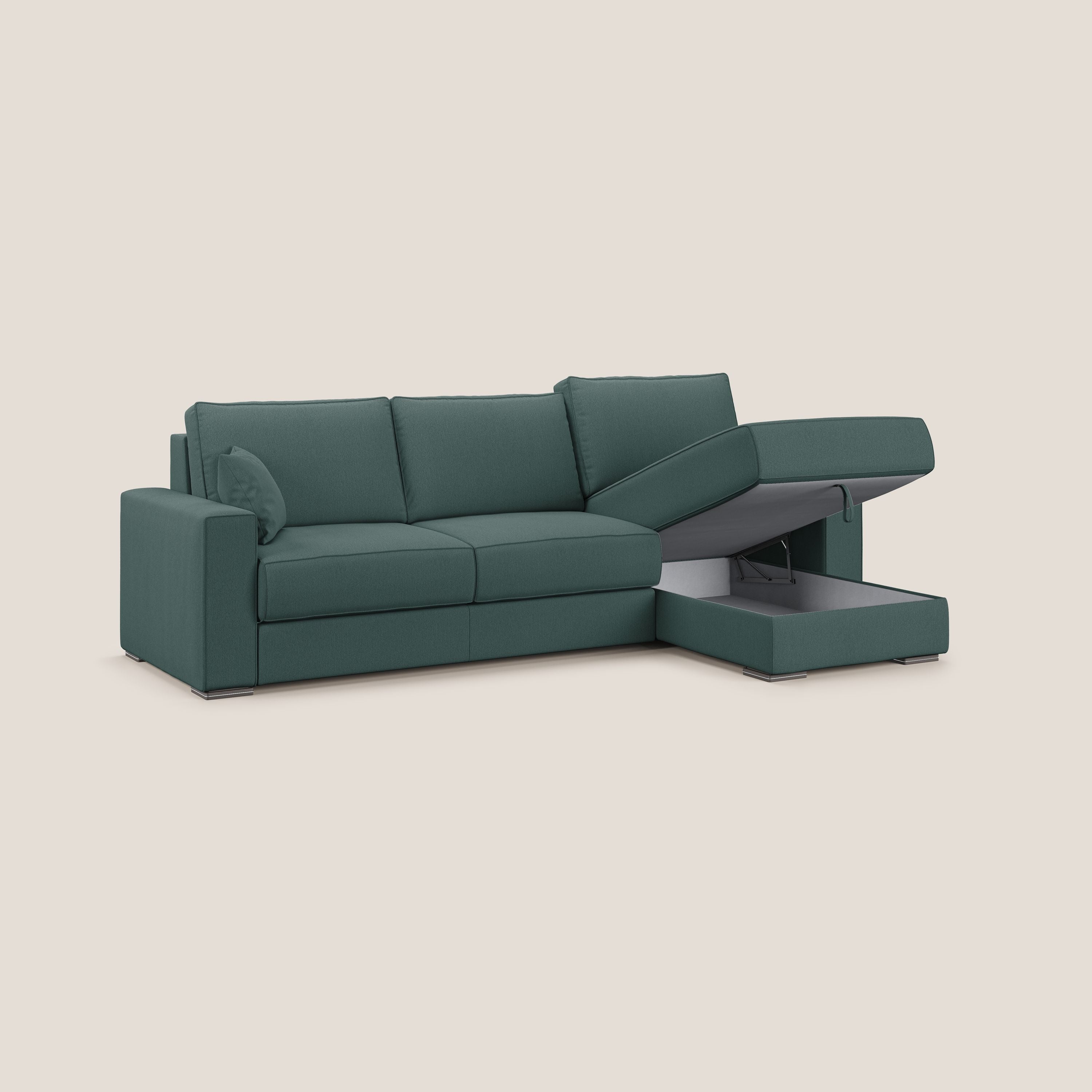 Dream Divano letto angolare in tessuto smacchiabile T05 verde - divani.store