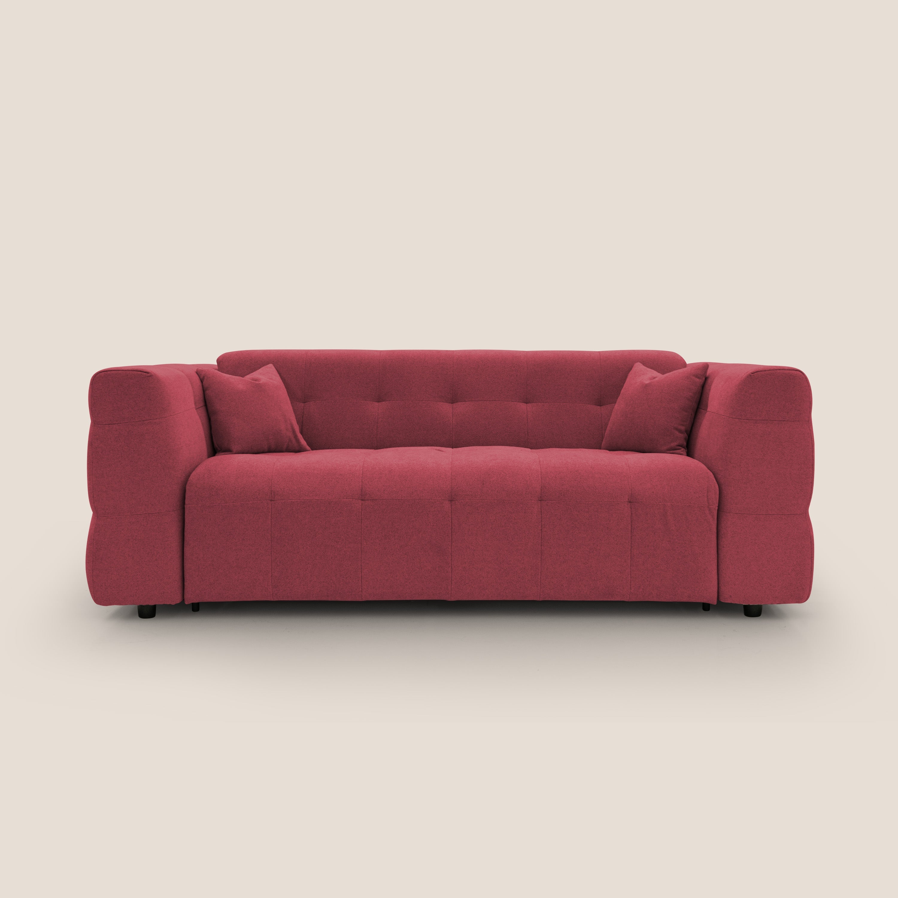 Tender Divano letto matrimoniale dal design innovativo in tessuto bouclet impermeabile T07 rosso - divani.store