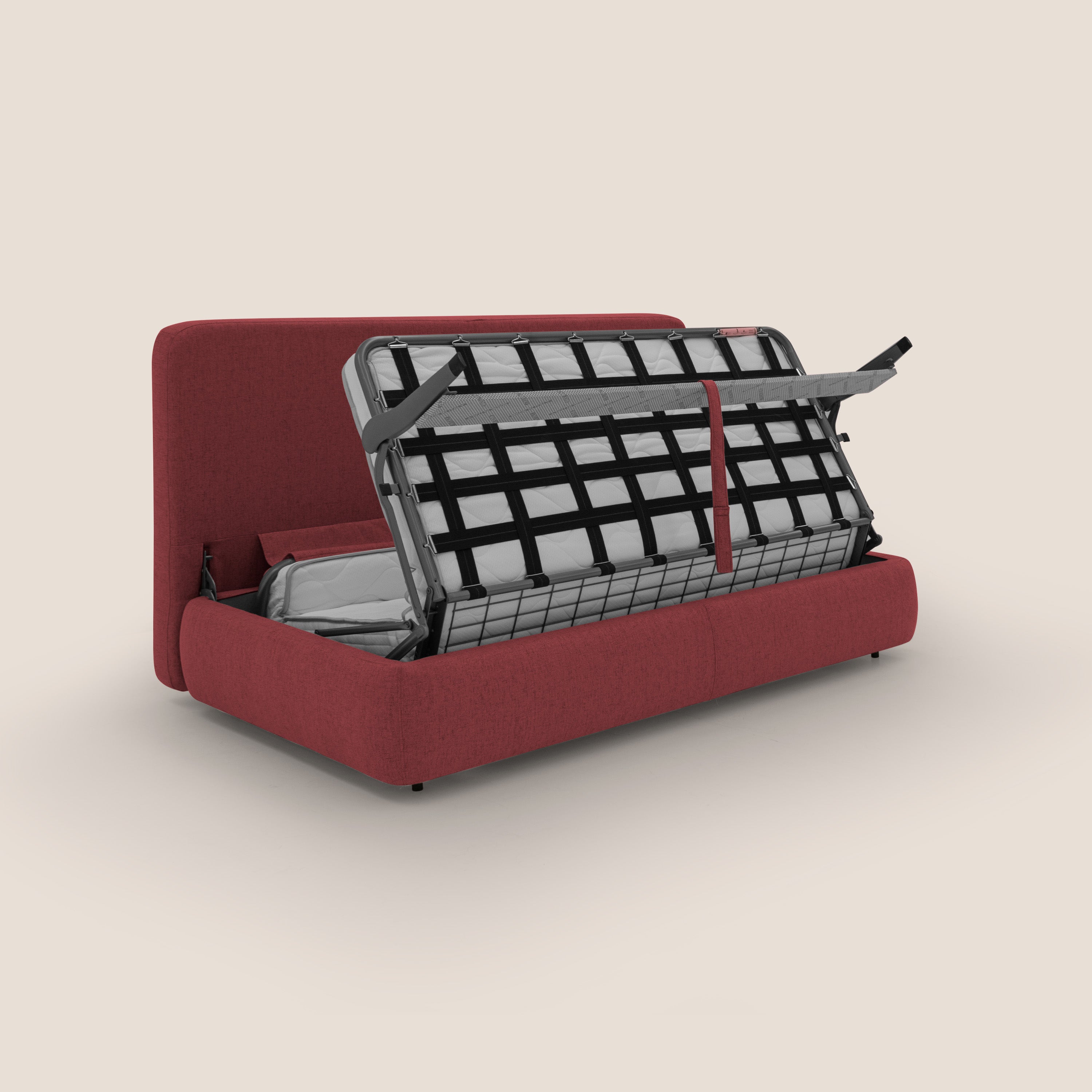 Gransasso Divano letto matrimoniale dal DESIGN innovativo in tessuto impermeabile T03 rosso - divani.store