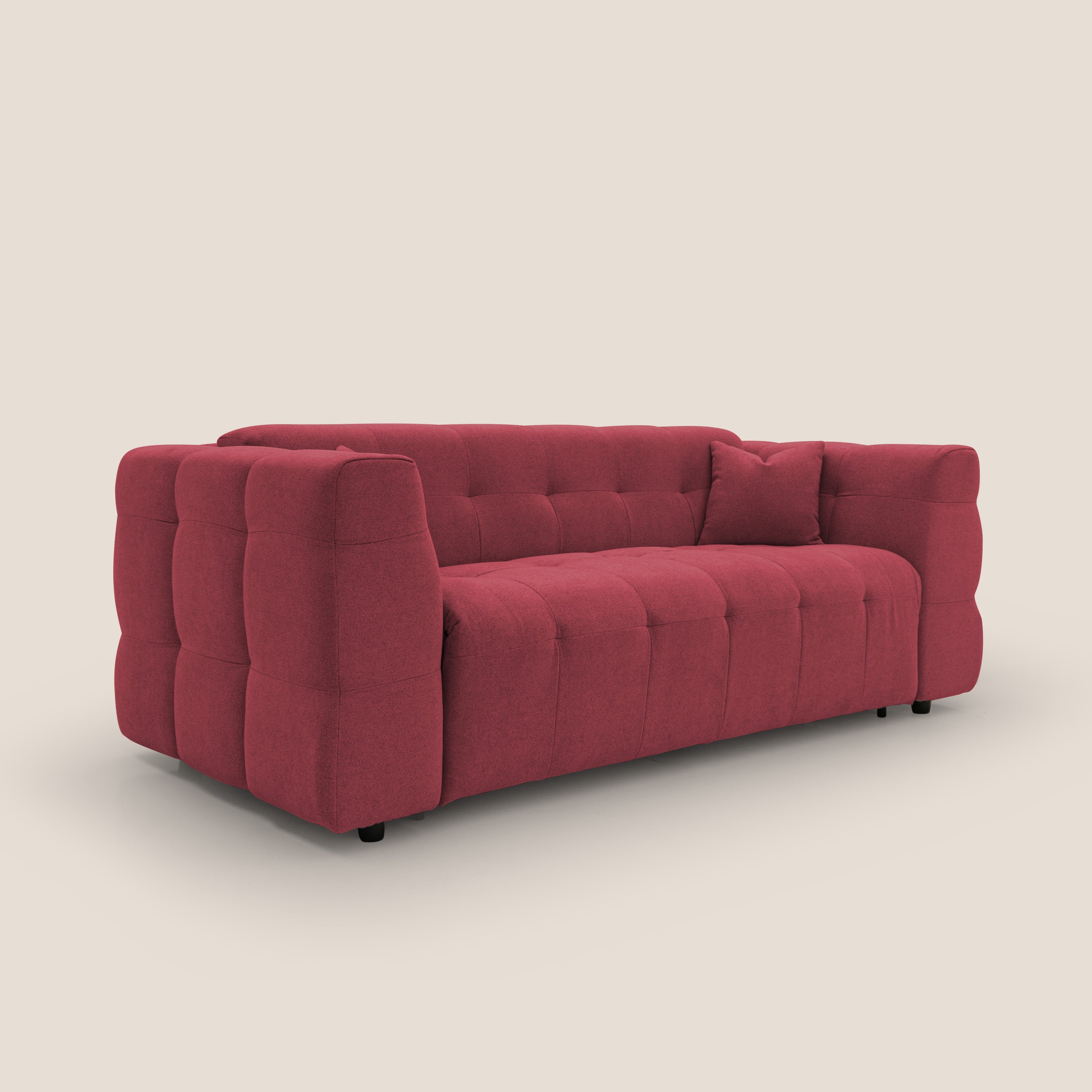Tender Divano letto matrimoniale dal design innovativo in tessuto bouclet impermeabile T07 rosso - divani.store